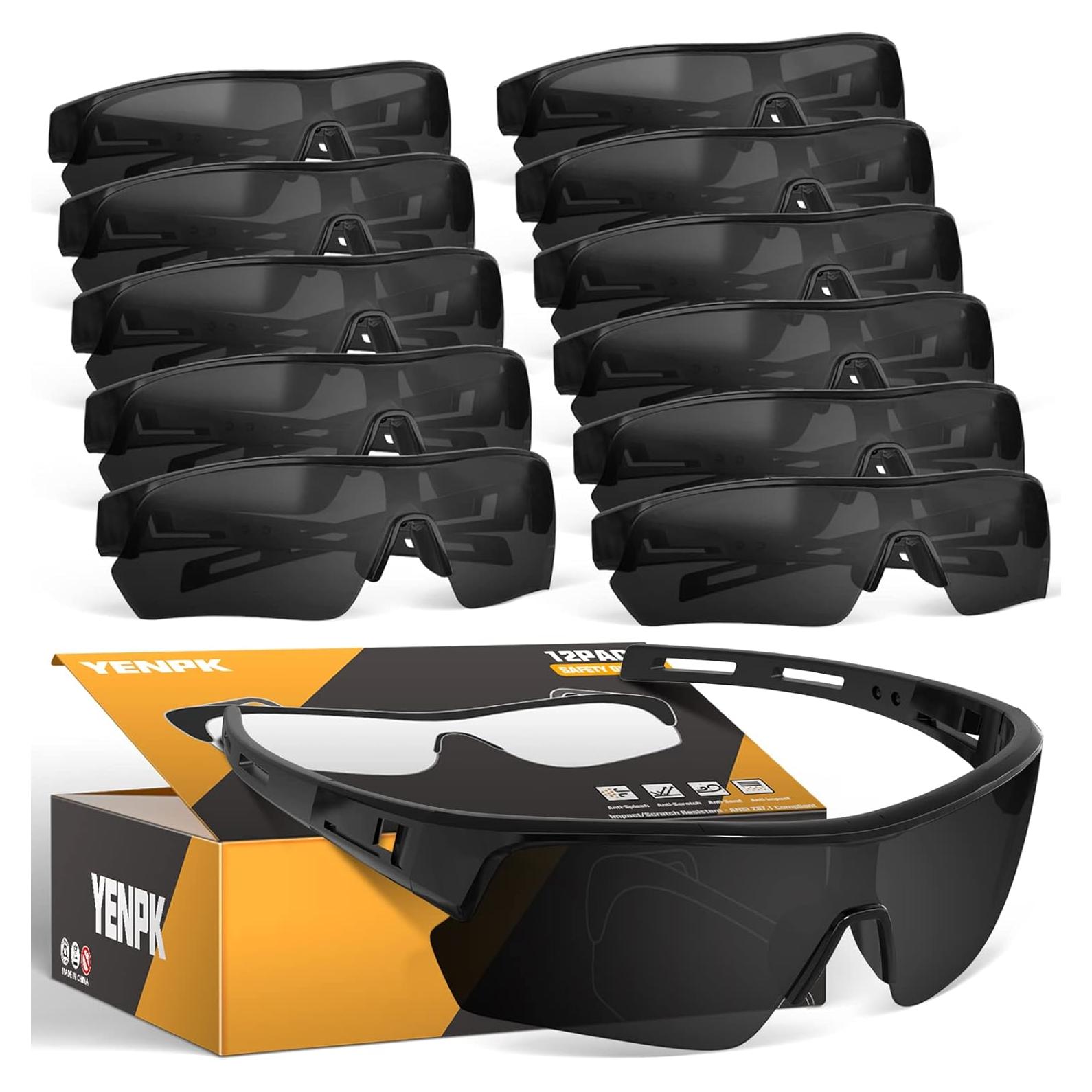 Gafas de Seguridad YENPK Tinteadas UV400 - Paquete de 12