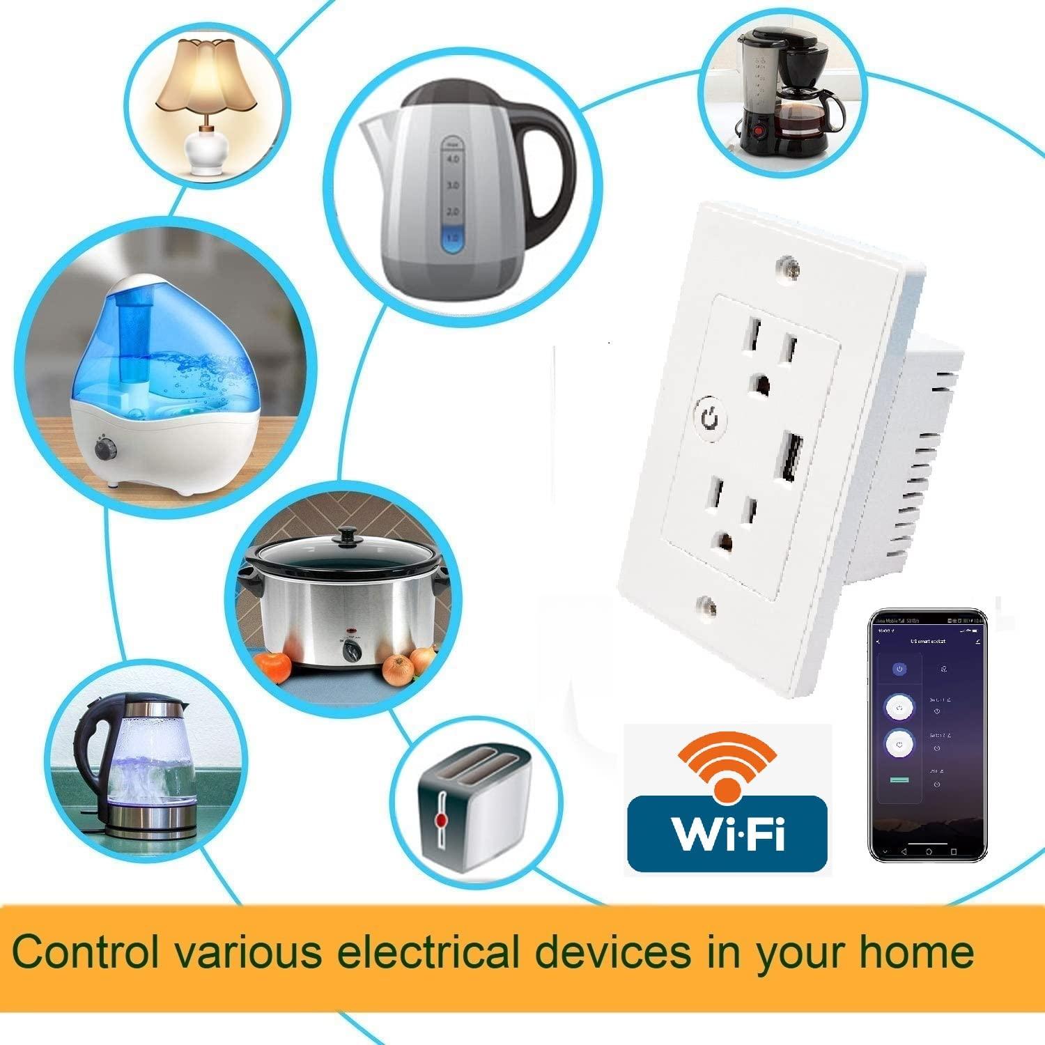 Enchufe Inteligente WiFi Jinvoo 2 AC con USB Control Remoto