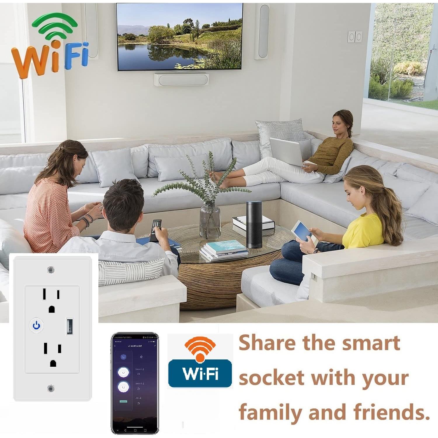 Enchufe Inteligente WiFi Jinvoo 2 AC con USB Control Remoto