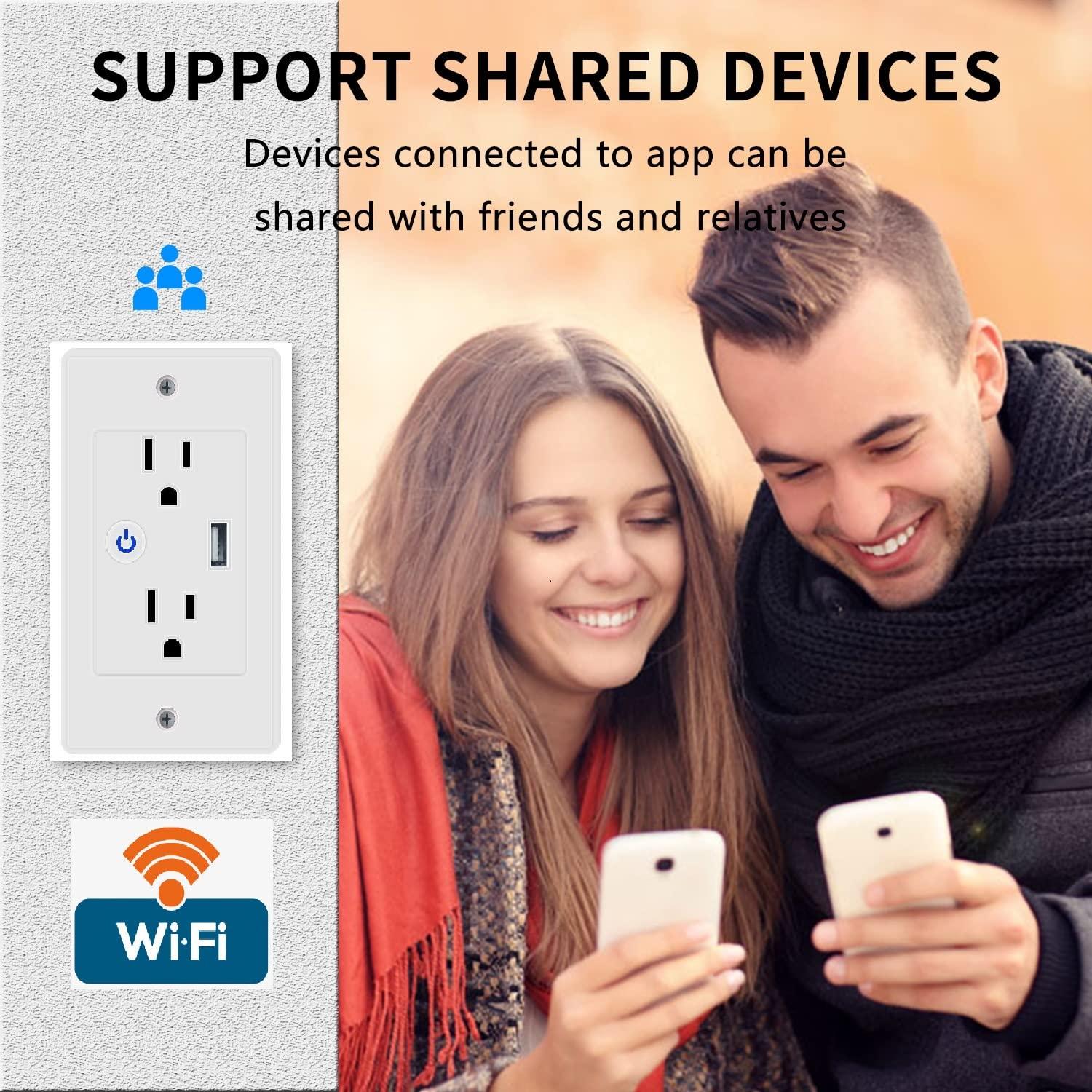 Enchufe Inteligente WiFi Jinvoo 2 AC con USB Control Remoto