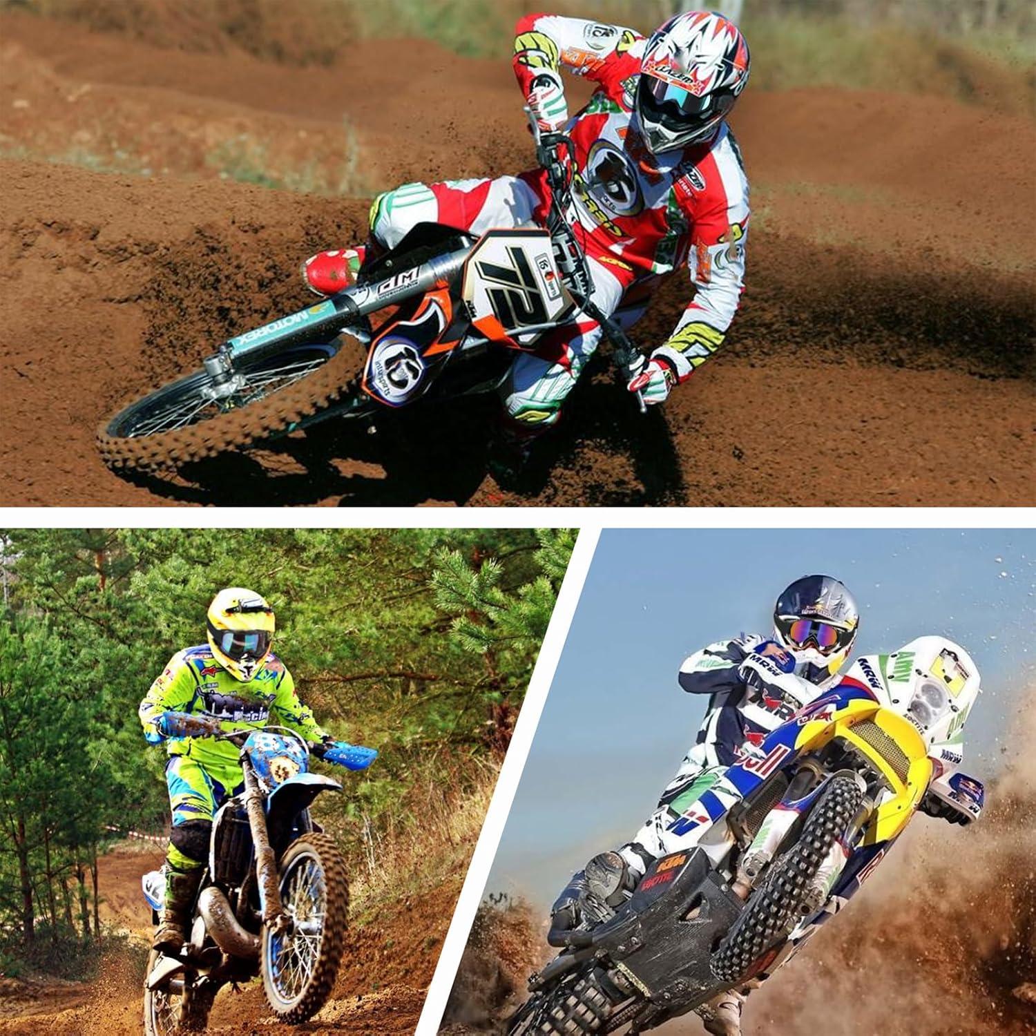 Motorcycle Goggles 2 Pack ATV Dirt Bike Motocross Riding Accessories Men&Women Ski Goggles with Neck Breathable Bandana Mask