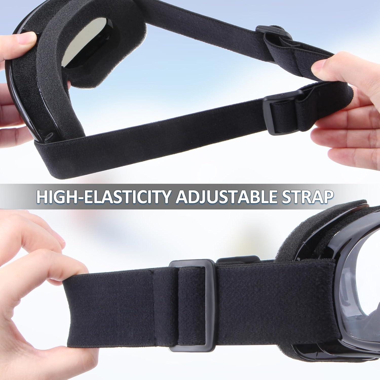 Motorcycle Goggles 2 Pack ATV Dirt Bike Motocross Riding Accessories Men&Women Ski Goggles with Neck Breathable Bandana Mask