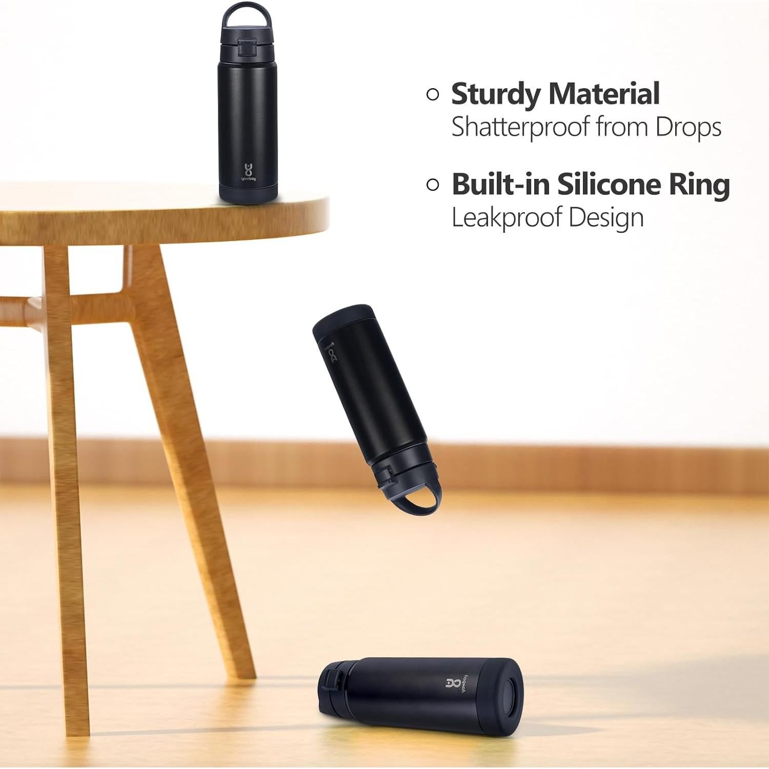 Botella de Agua Aislada Yawbay 0.5L con Pajilla y Asa