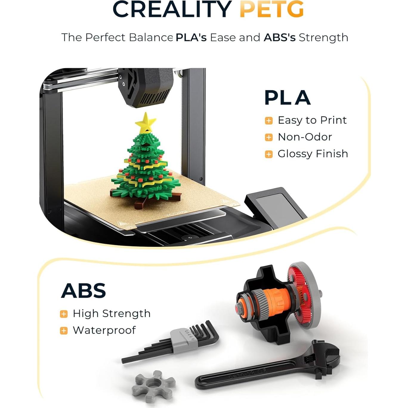 Filamento 3D PETG Creality 1.75mm 1KG Negro Alta Precisión