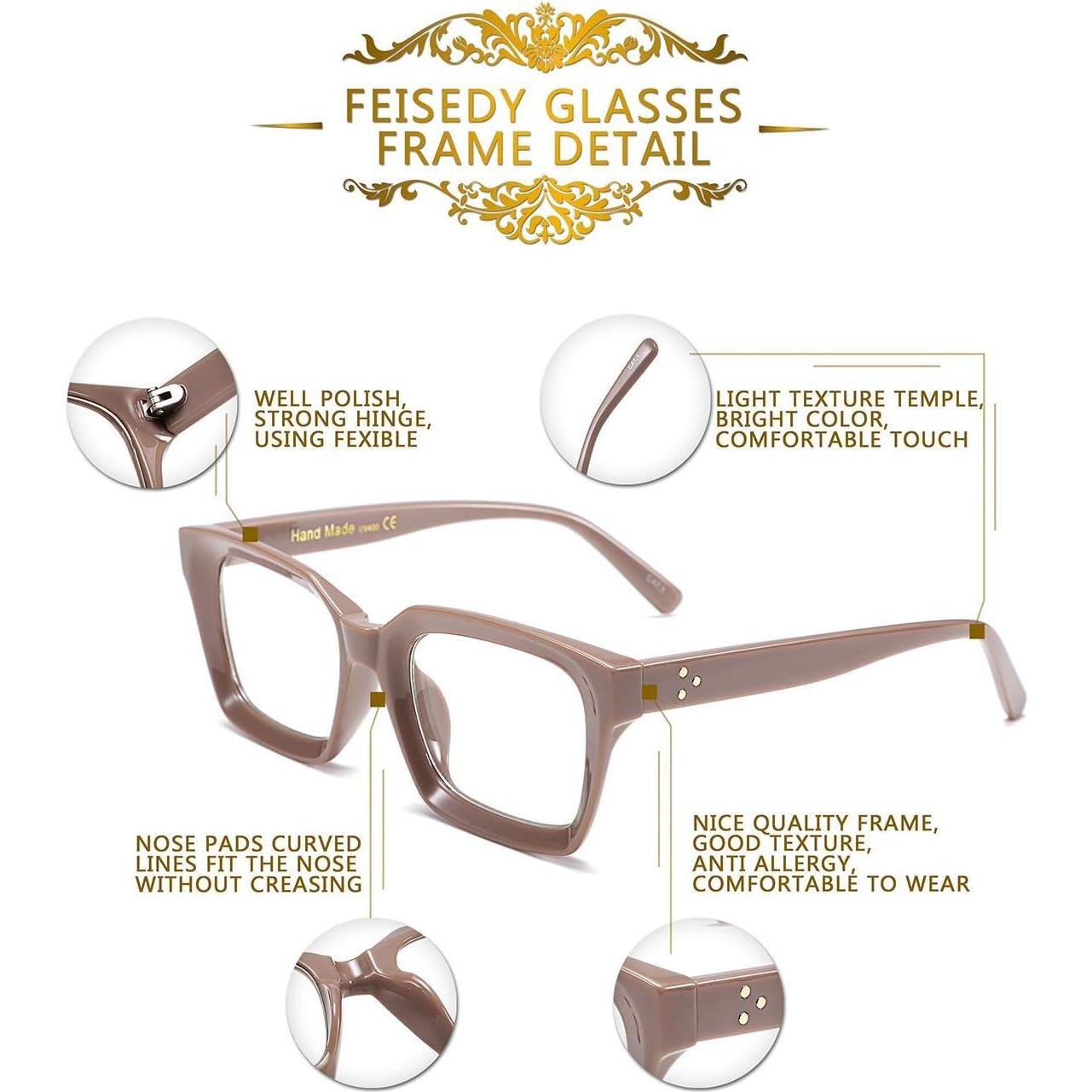 Montura de Gafas Cuadrada Gruesa FEISEDY B2461 para Mujeres