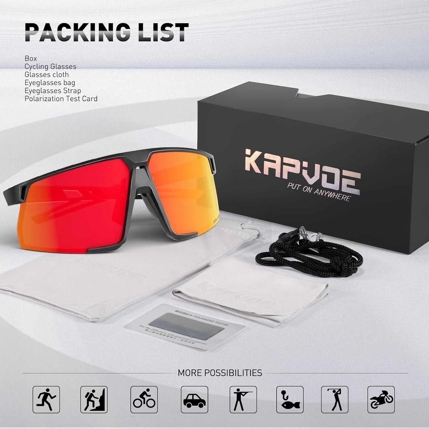 Gafas de Ciclismo Polarizadas KAPVOE UV400 para Adultos
