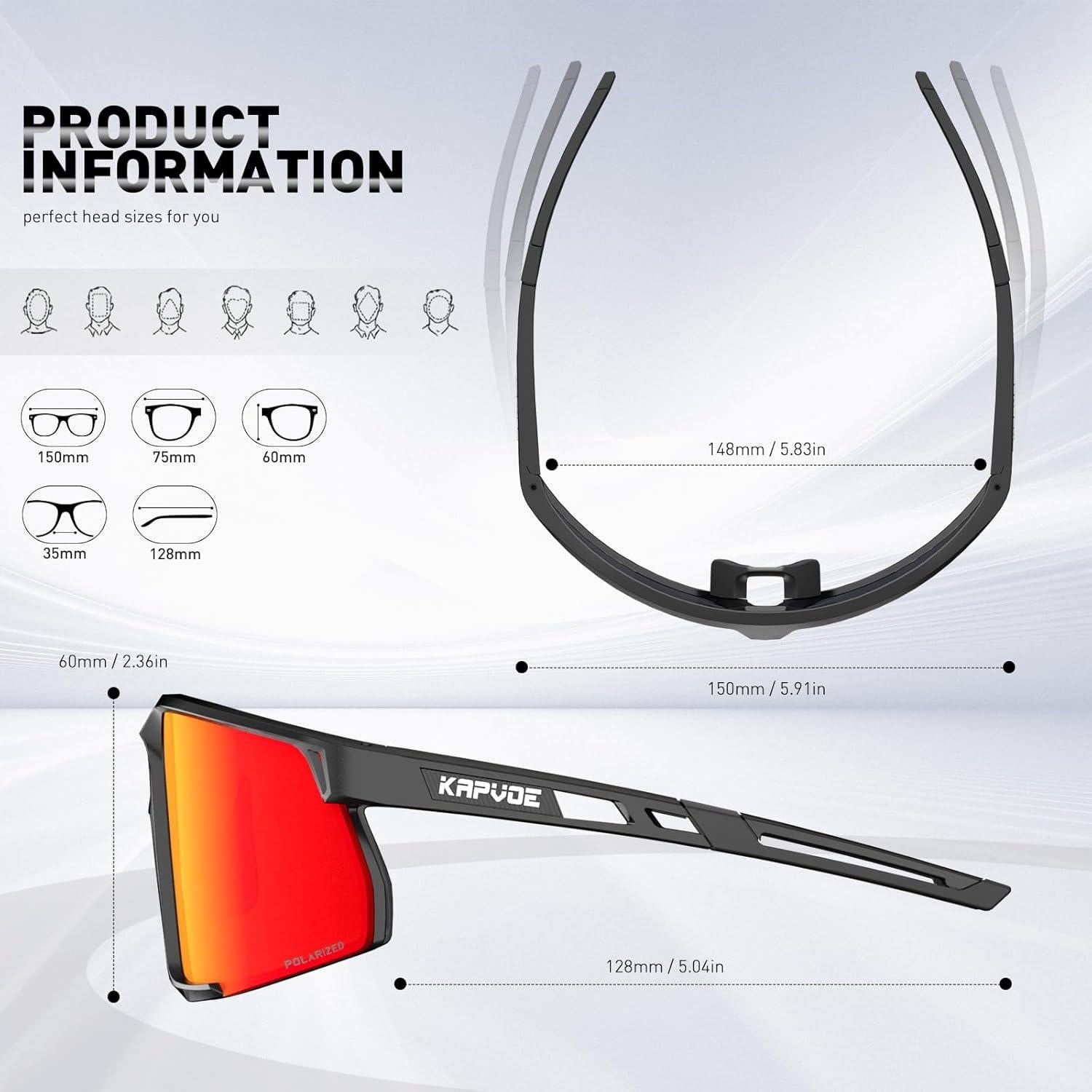 Gafas de Ciclismo Polarizadas KAPVOE UV400 para Adultos