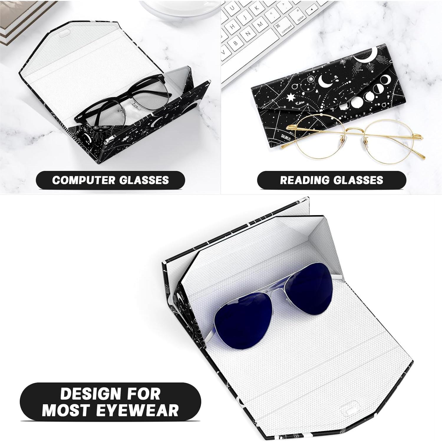 Estuche Plegable para Gafas de Cuero PU Magnético Unisex