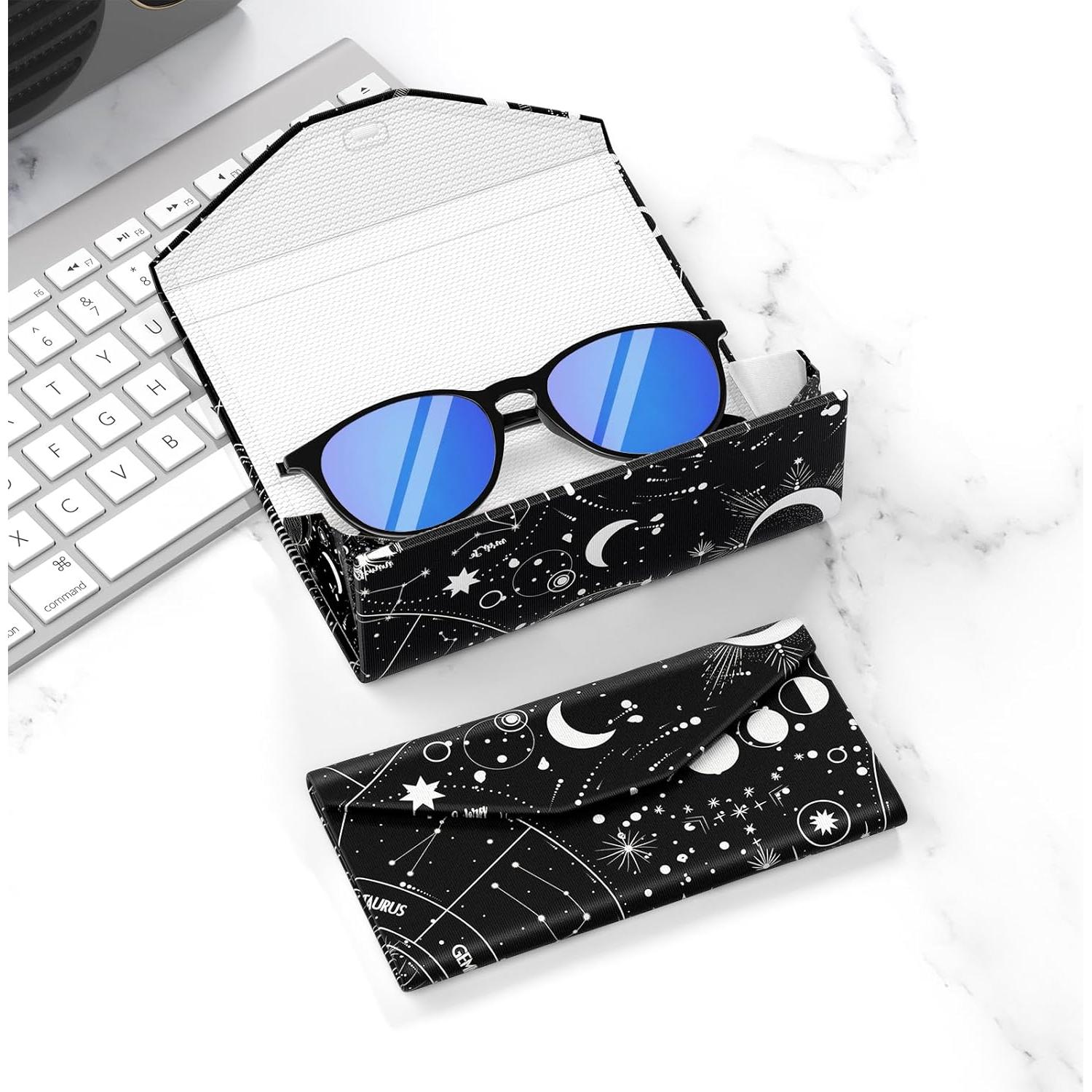 Estuche Plegable para Gafas de Cuero PU Magnético Unisex