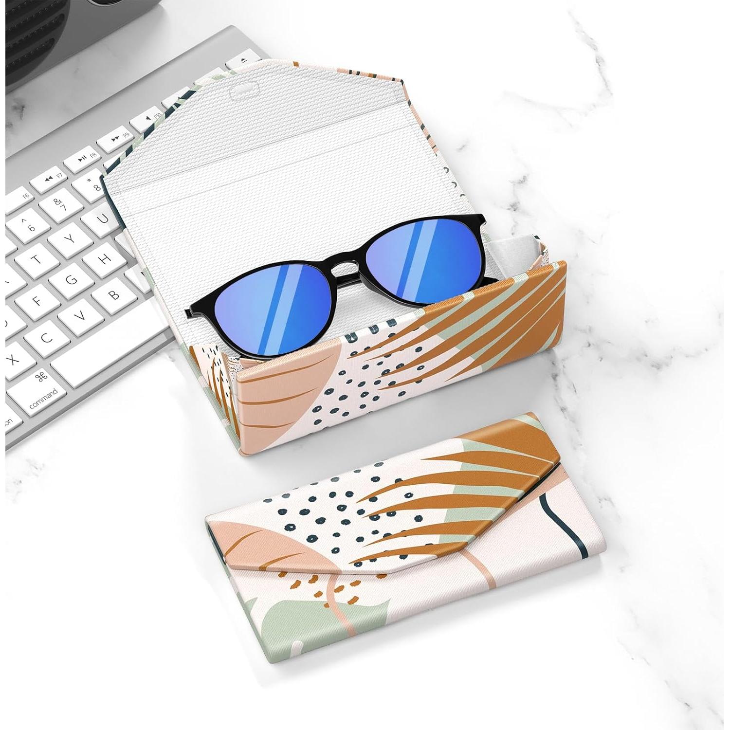 Estuche Plegable para Gafas de Cuero PU Magnético Unisex