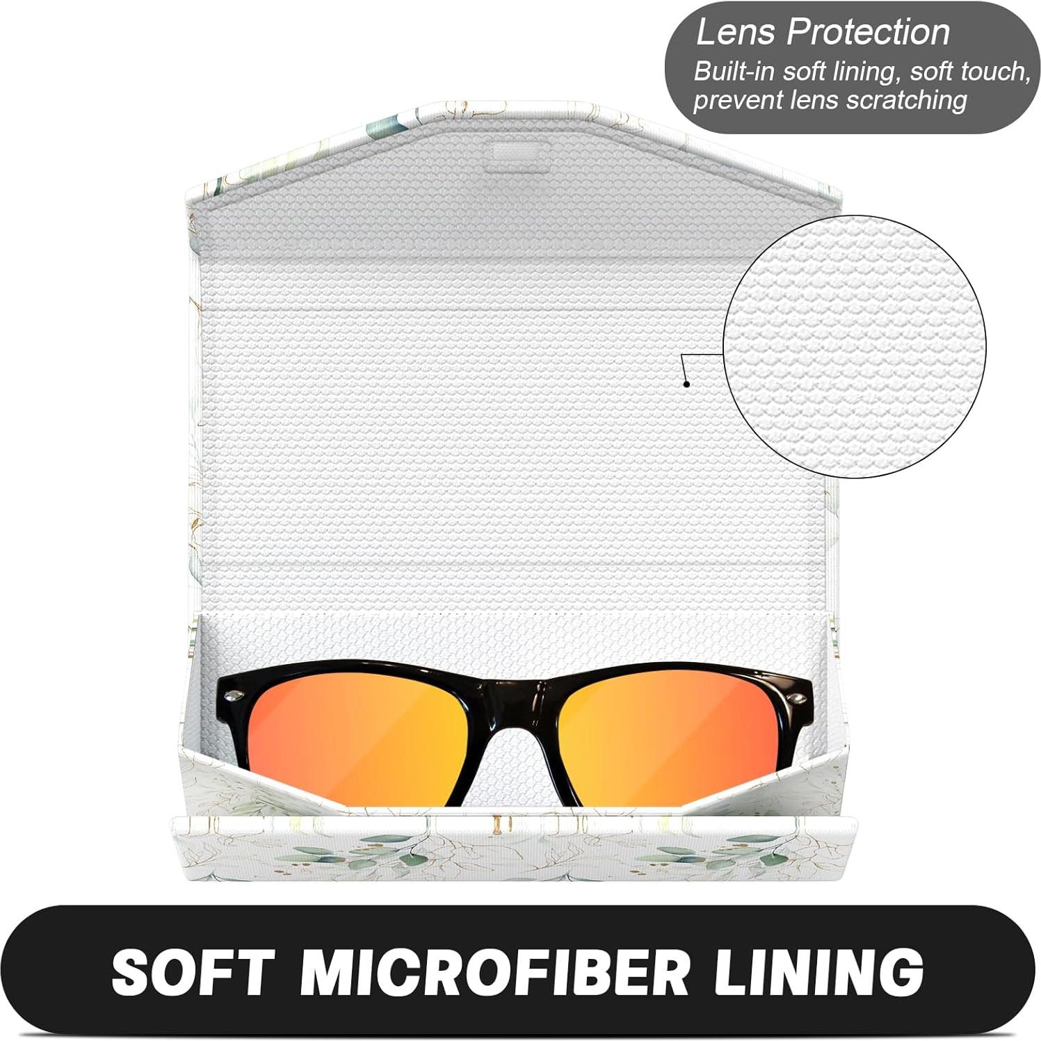 Estuche Plegable para Gafas de Cuero PU Unisex Hojas de Eucalipto