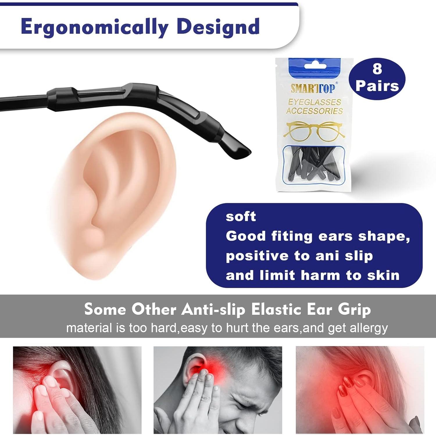 Mangas de agarre antideslizantes para gafas Silicona 8 pares