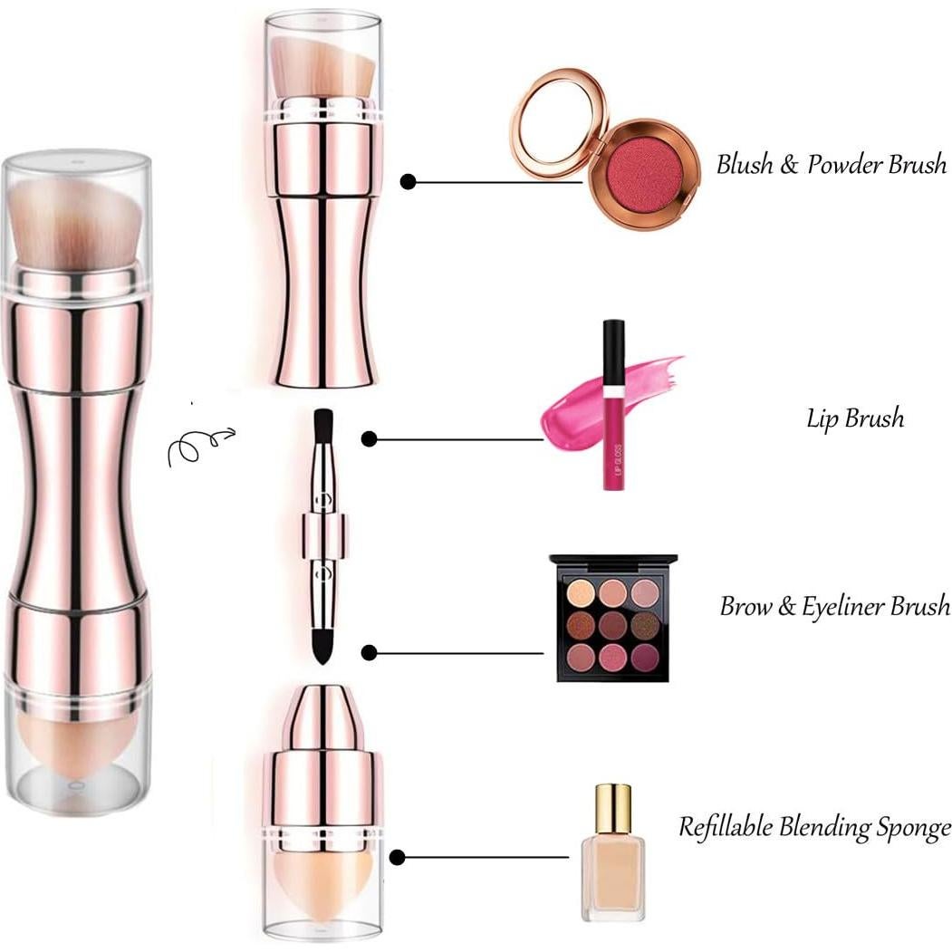 Pincel de Maquillaje 4 en 1 Bling Toman Retráctil Rosa