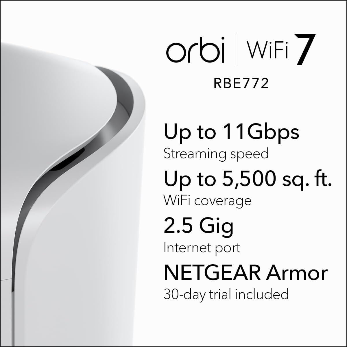 NETGEAR Orbi 770 Sistema Mesh Tri-Banda WiFi 7 - Router + Extensor