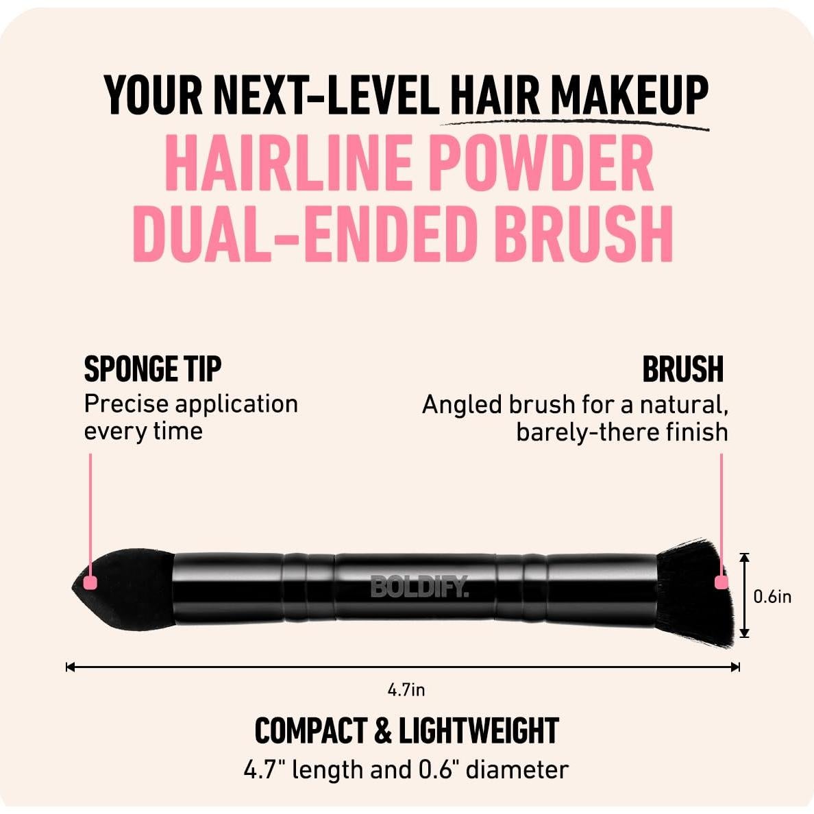 Brocha de Polvo BOLDIFY Doble Cara para Cabello 15.6x6.2cm