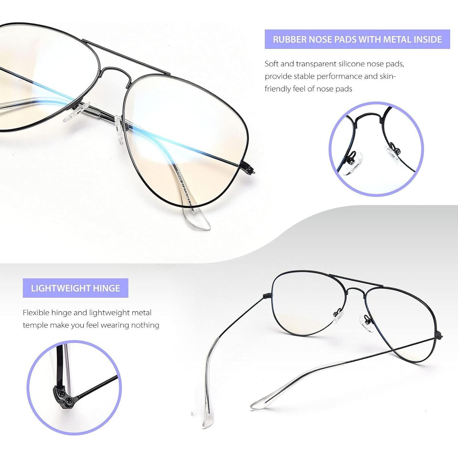 Gafas de Aviador Transparentes Dollger 3025 Montura Negra