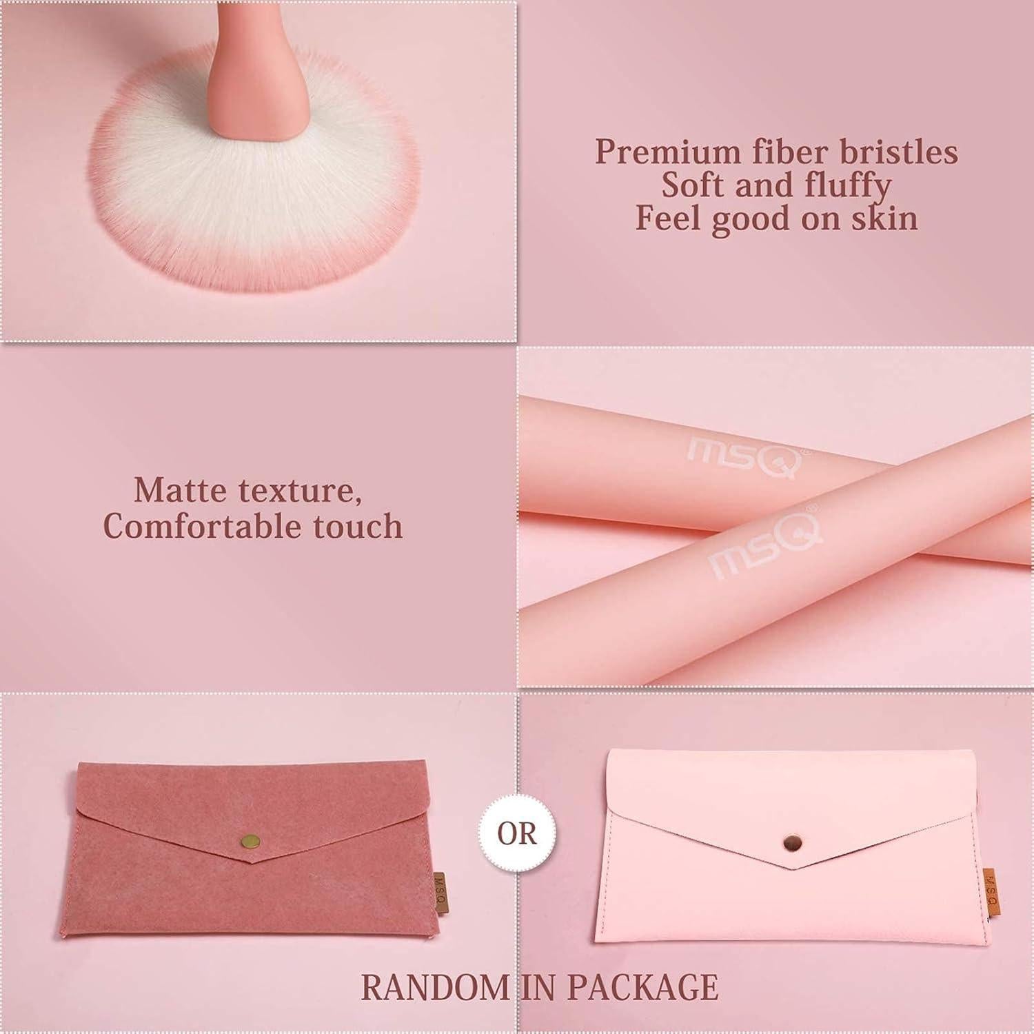 Juego de Brochas de Maquillaje MSQ 8 Piezas Rosa