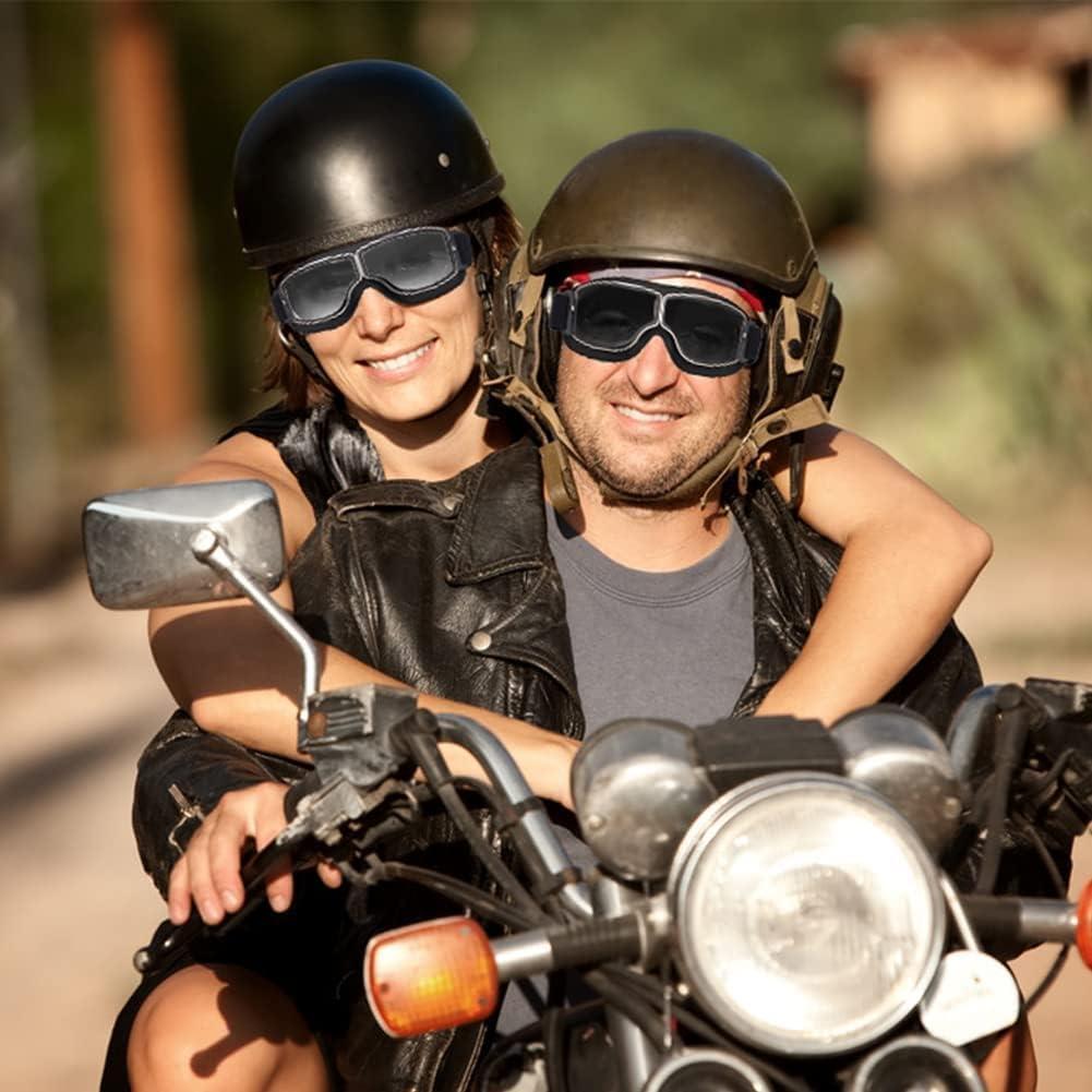 Gafas de Motocicleta Vintage Peicees con Lentes Claros