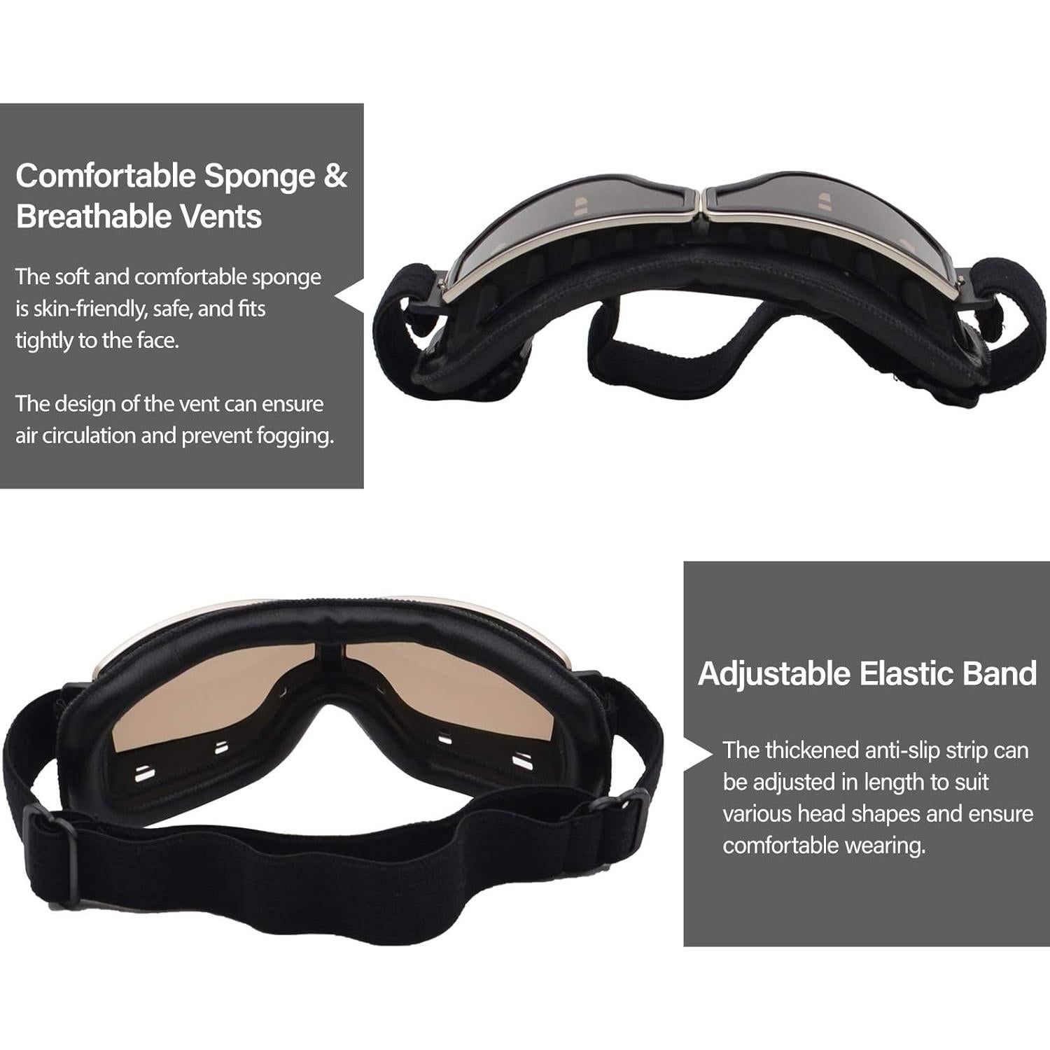 Gafas de Motocicleta Vintage Peicees con Lentes Claros