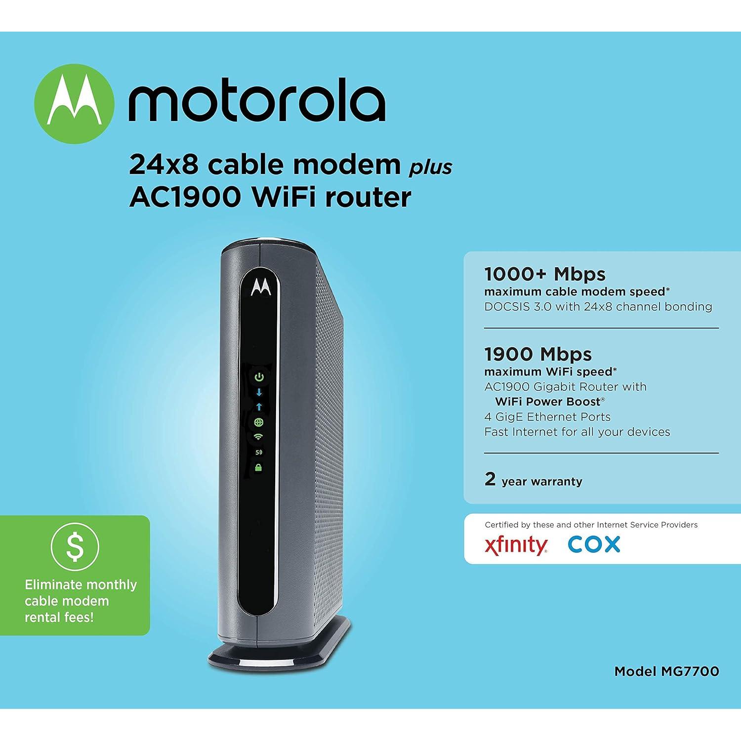 Módem Router WiFi Motorola MG7700 DOCSIS 3.0 800 Mbps