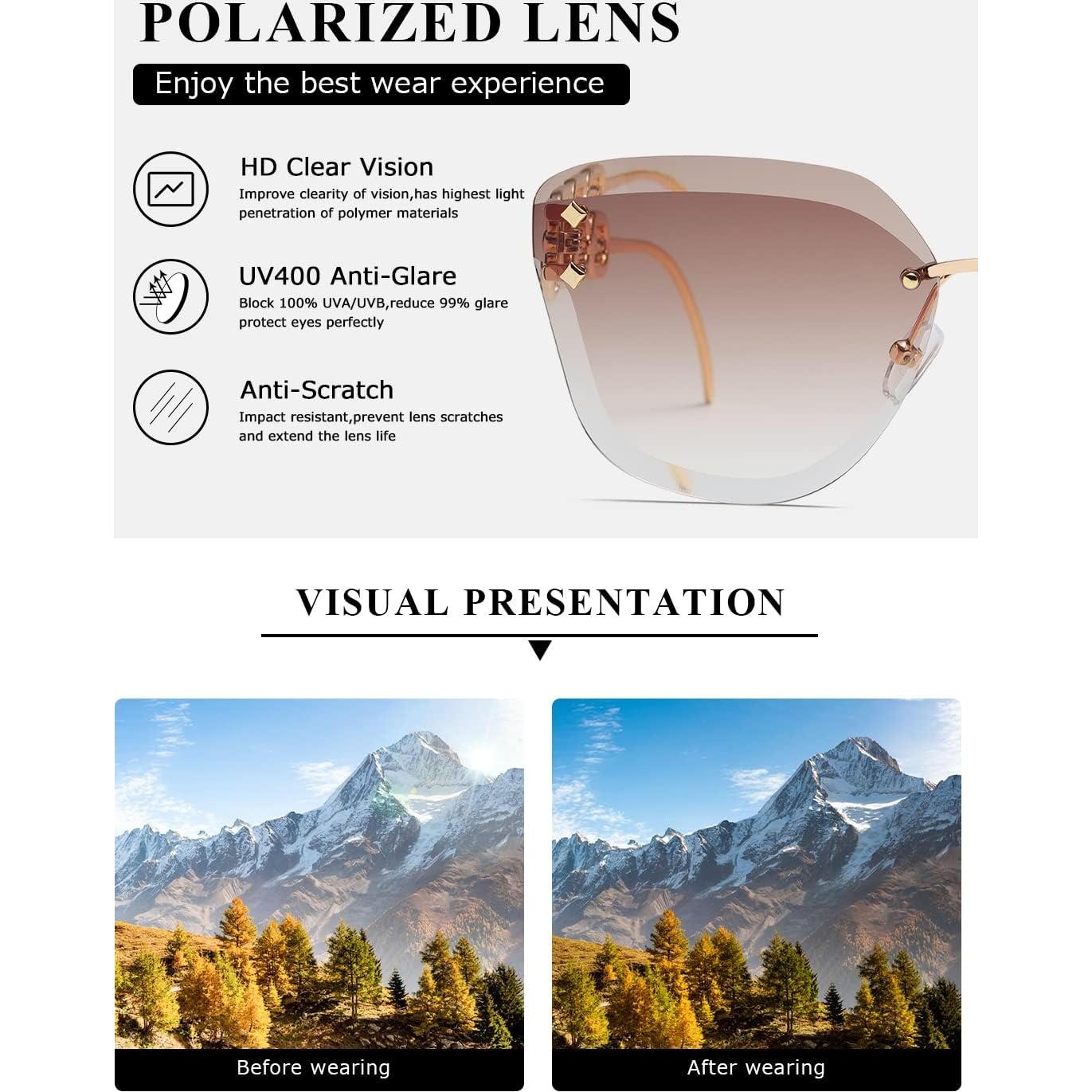 Gafas de sol AEVOGUE para mujeres sin montura AE0534 UV 63mm