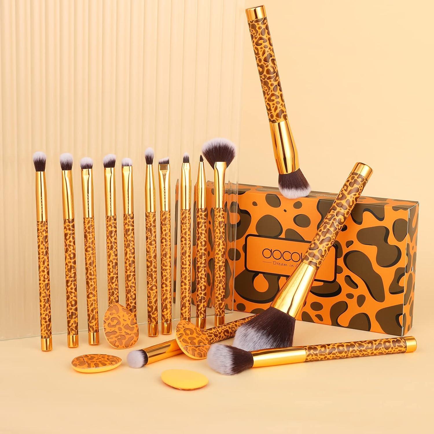 Pinceles de Maquillaje Docolor Leopardo 14pcs Sintético