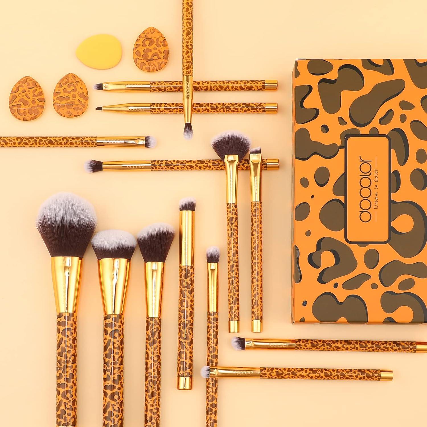 Pinceles de Maquillaje Docolor Leopardo 14pcs Sintético
