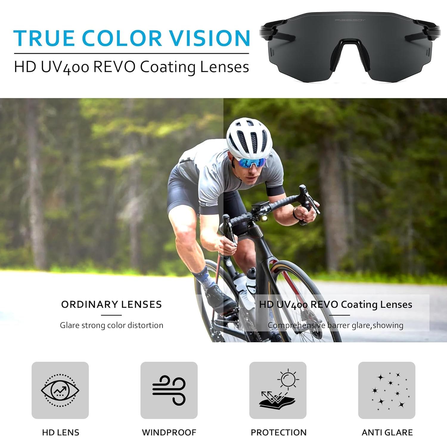 Gafas de sol deportivas FEISEDY sin montura UV400 para ciclismo