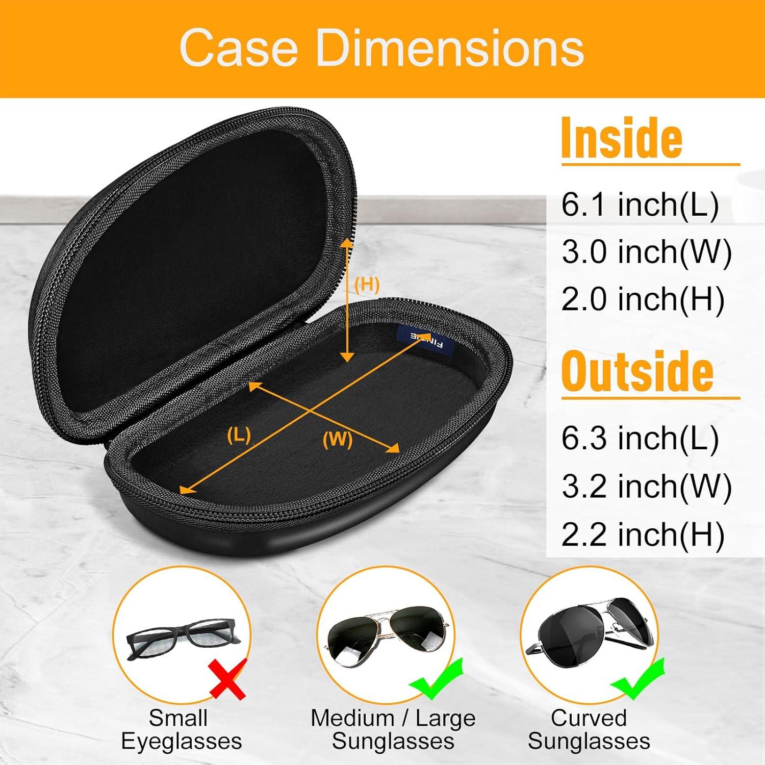 Funda de Gafas Fintie AGSB con Mosquetón, Estuche Duro Negro