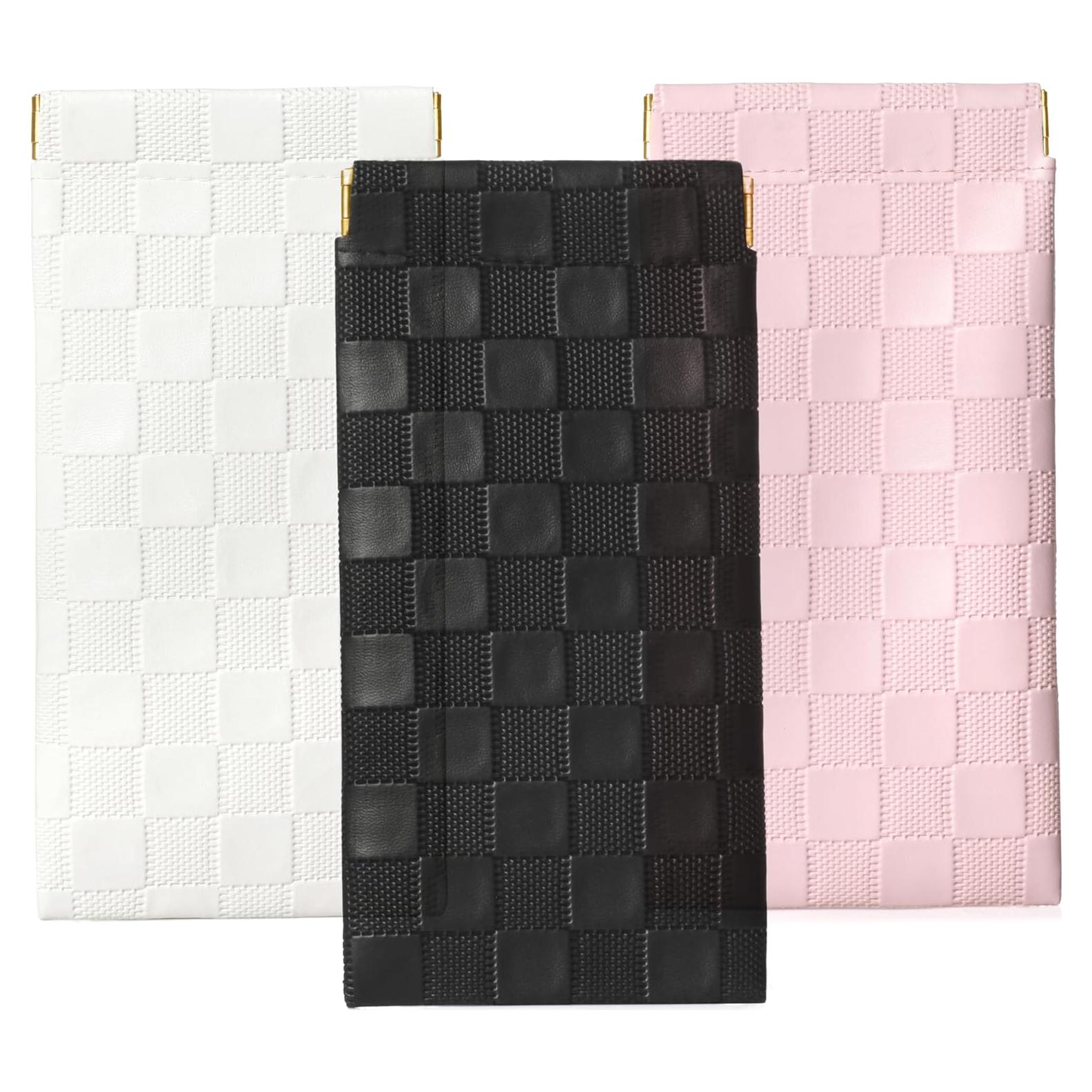 Paquete de 4 estuches de gafas de cuero suave - Negro, Rosa, Blanco