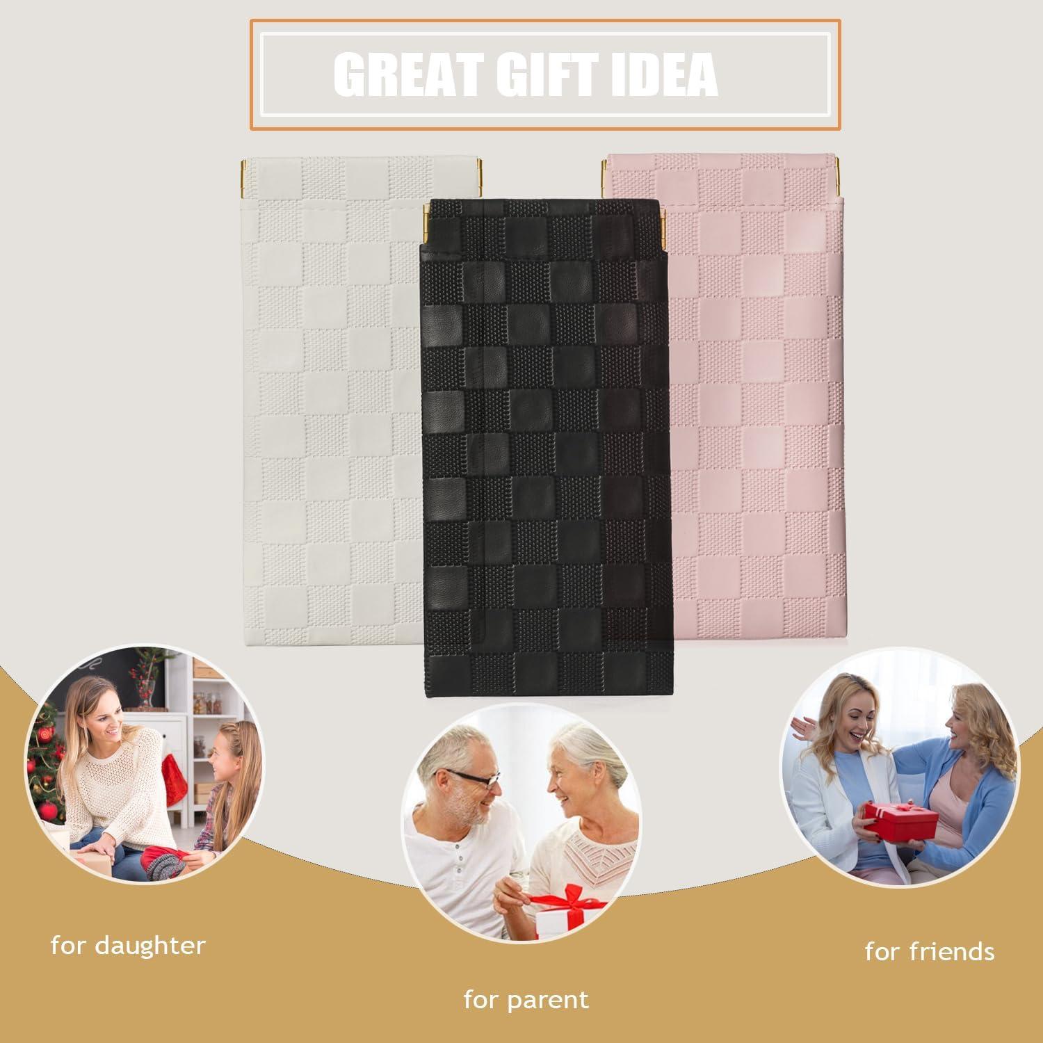 Paquete de 4 estuches de gafas de cuero suave - Negro, Rosa, Blanco