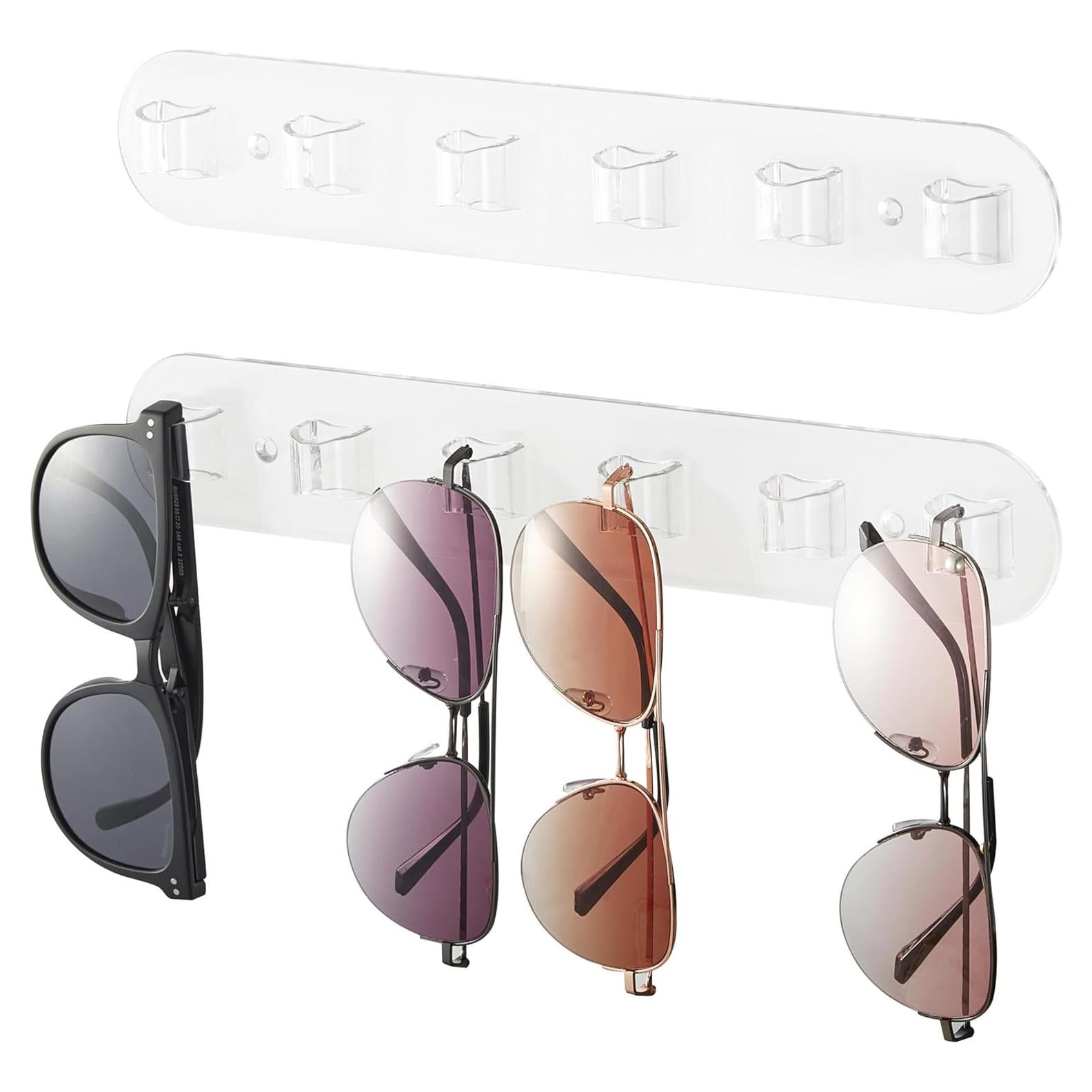 Soporte de Gafas de Pared WPESI 2 Piezas Acrílico 6 Compartimentos