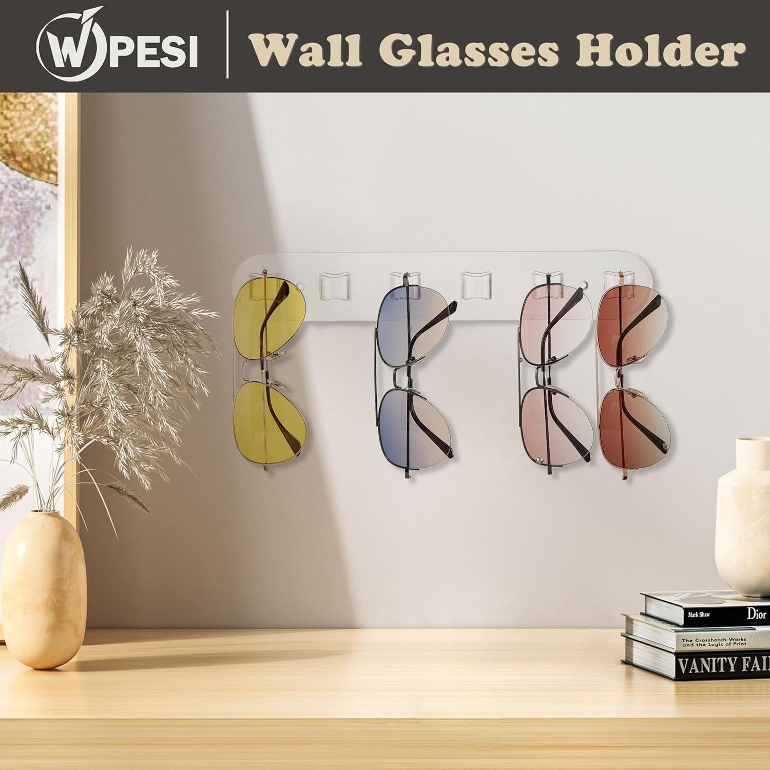 Soporte de Gafas de Pared WPESI 2 Piezas Acrílico 6 Compartimentos