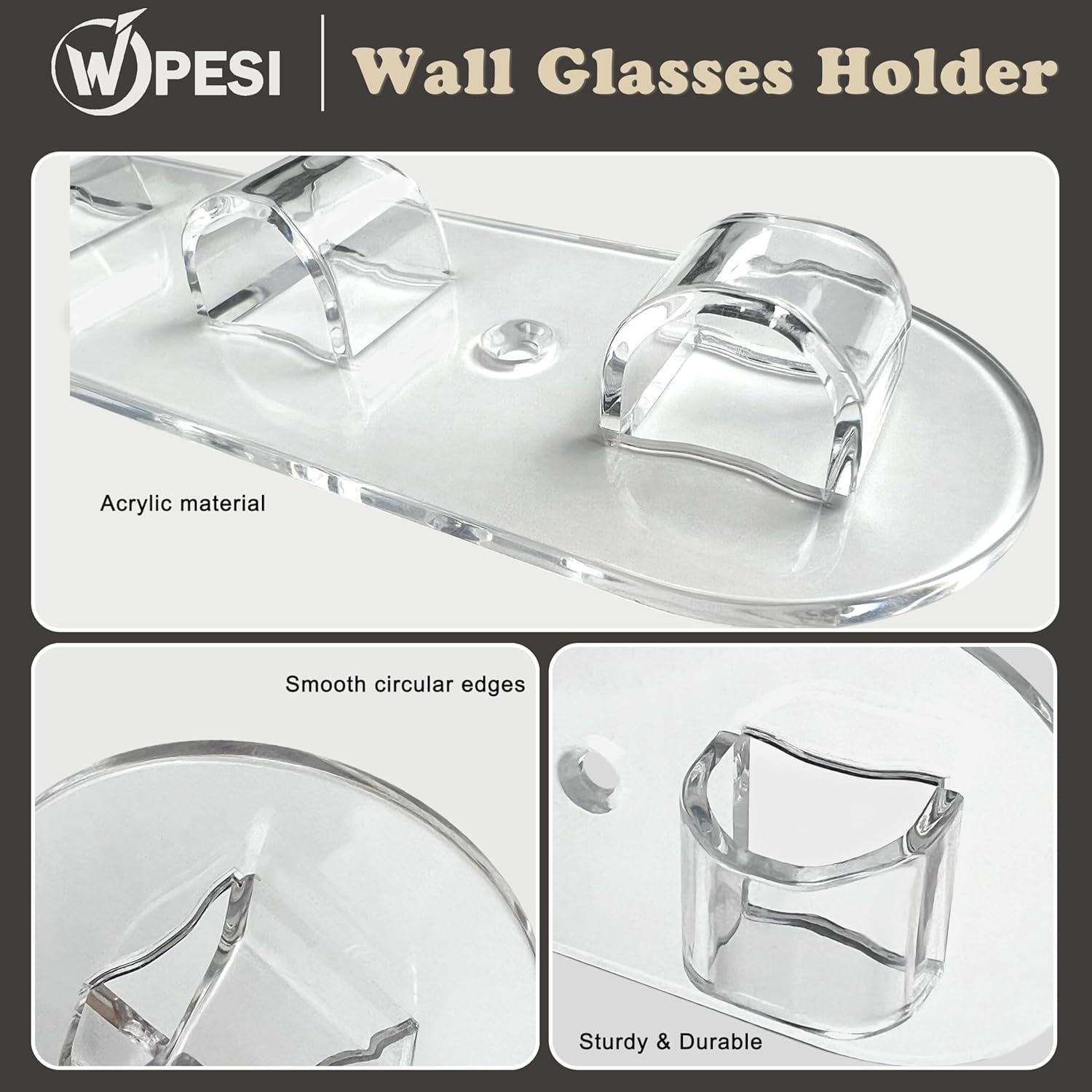 Soporte de Gafas de Pared WPESI 2 Piezas Acrílico 6 Compartimentos