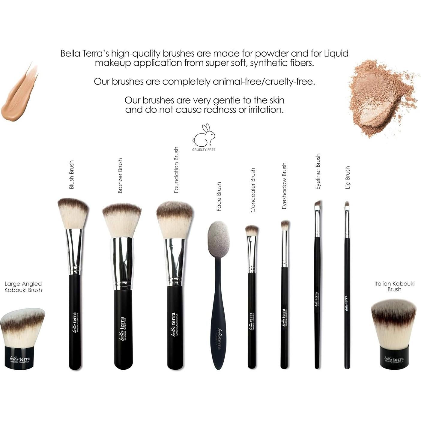 Juego de Pinceles de Maquillaje Bellaterra 10 Piezas Sintéticas