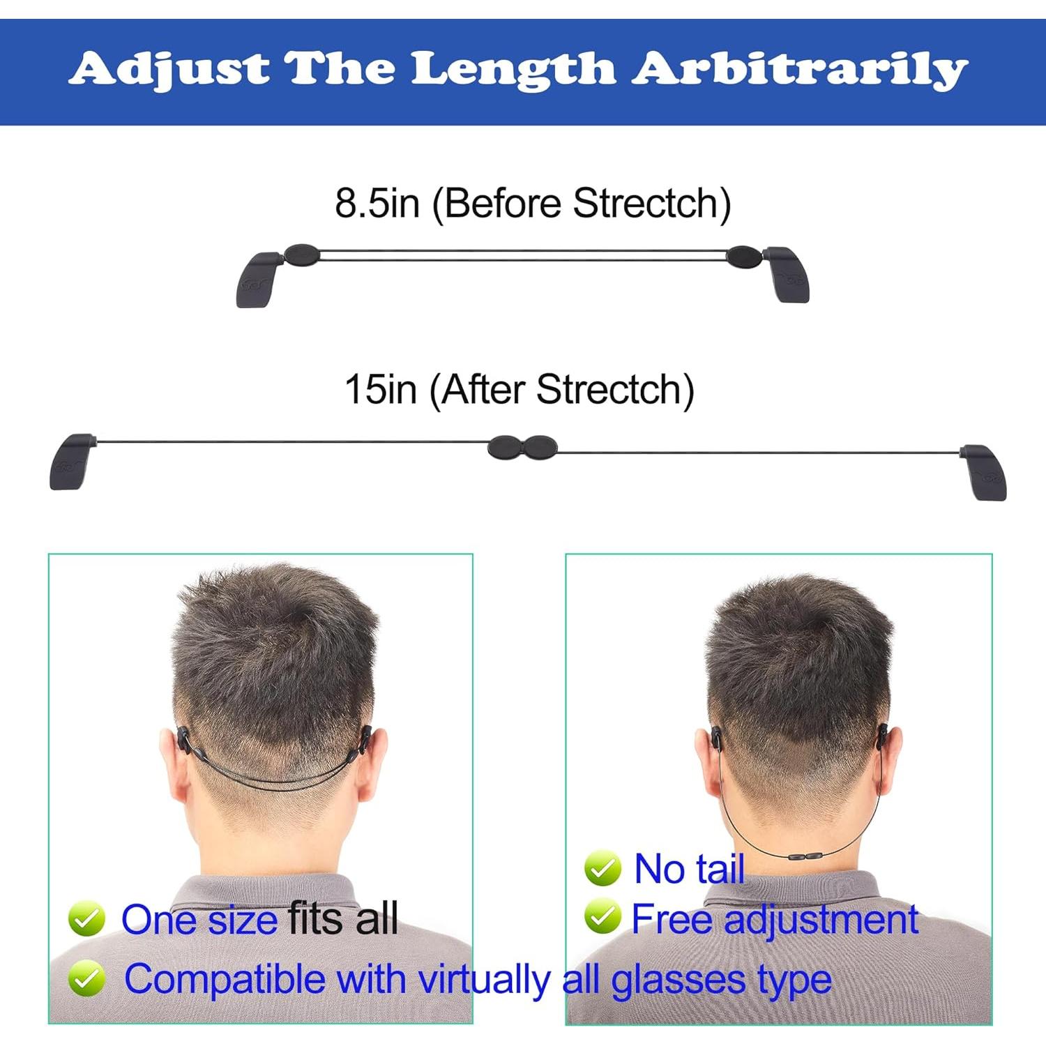 Correa Ajustable para Gafas Omnful - Negro, 21.6-38.1cm