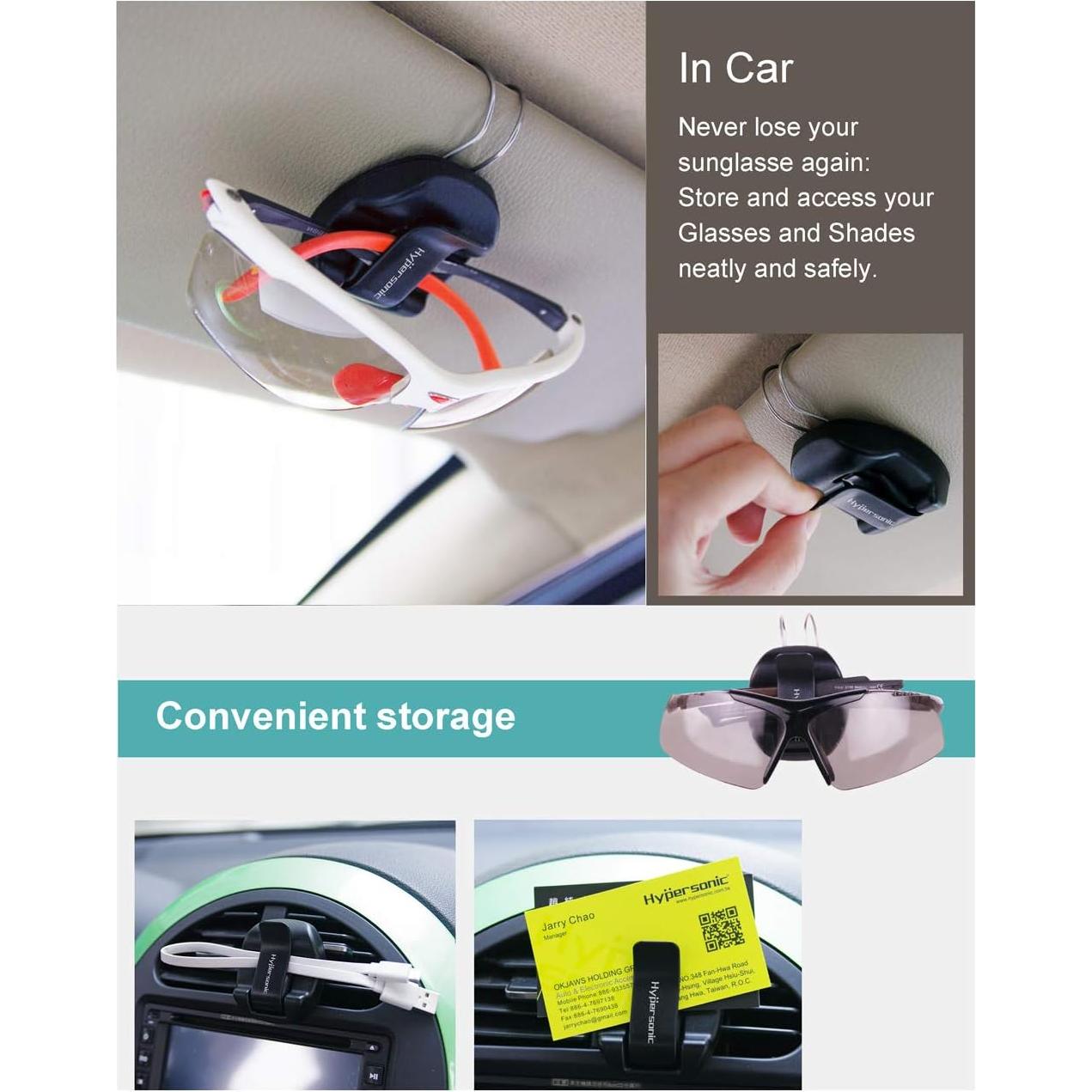 Soporte de Gafas Hypersonic para Coche Clip Visera Negro