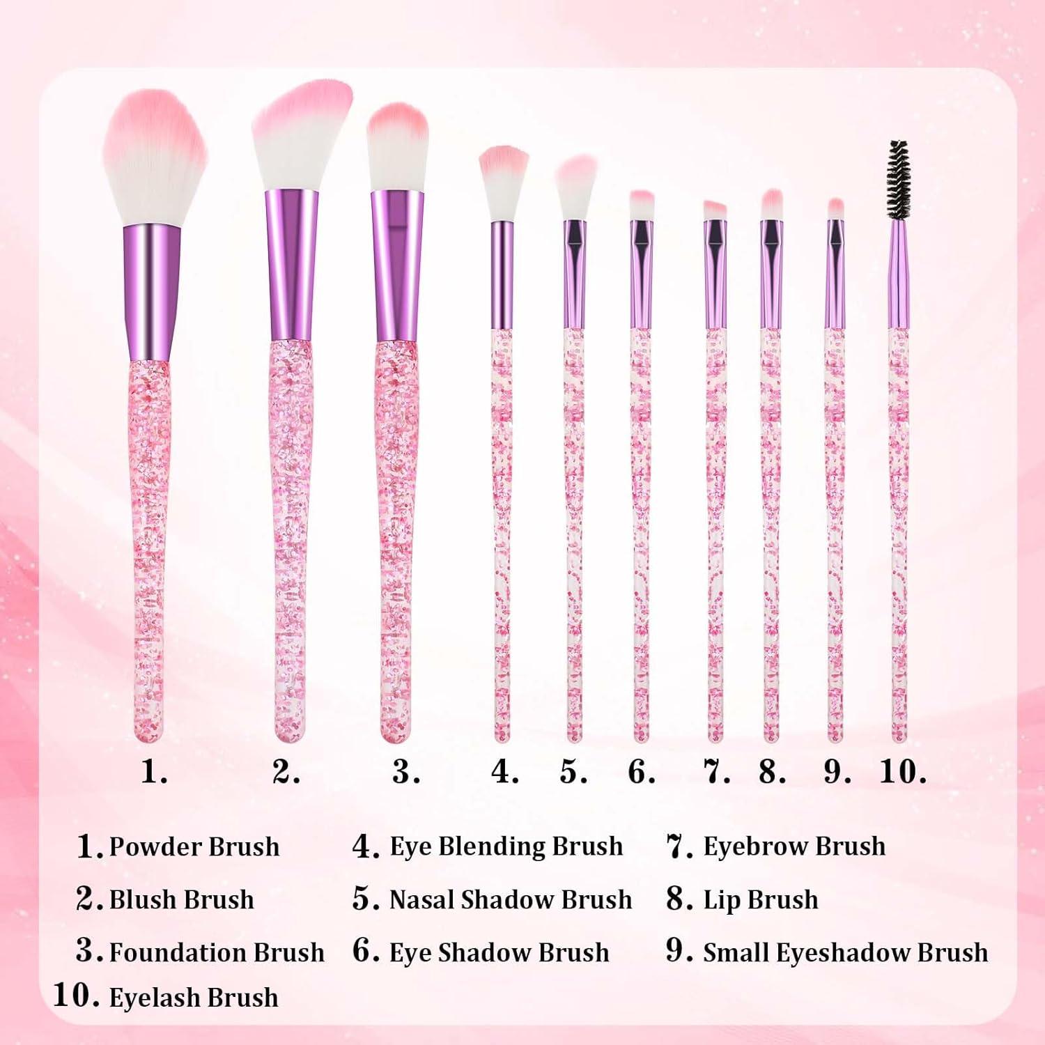 Juego de 10 Brochas de Maquillaje Rosa Salbsever