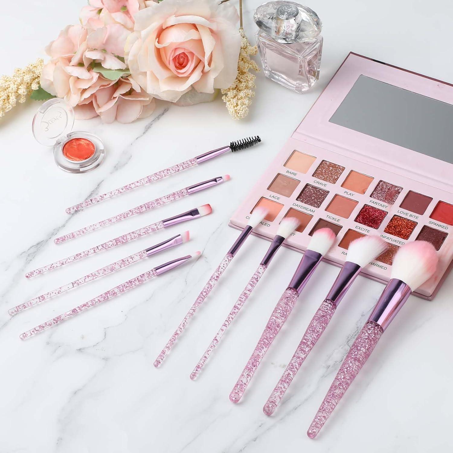 Juego de 10 Brochas de Maquillaje Rosa Salbsever