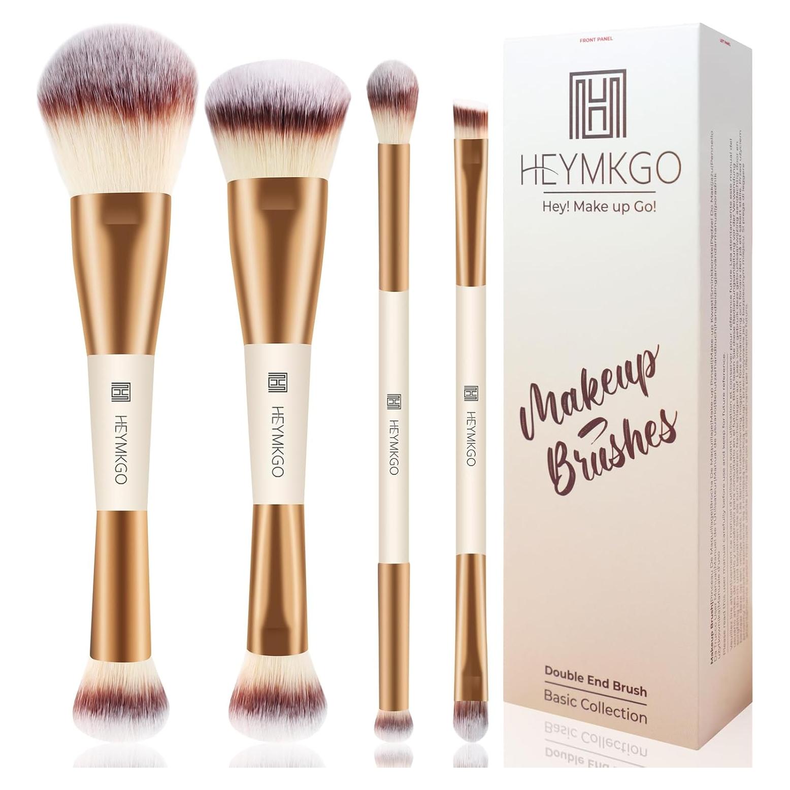 Set de Brochas de Maquillaje HEYMKGO 4 PZS Doble Cara Albaricoque