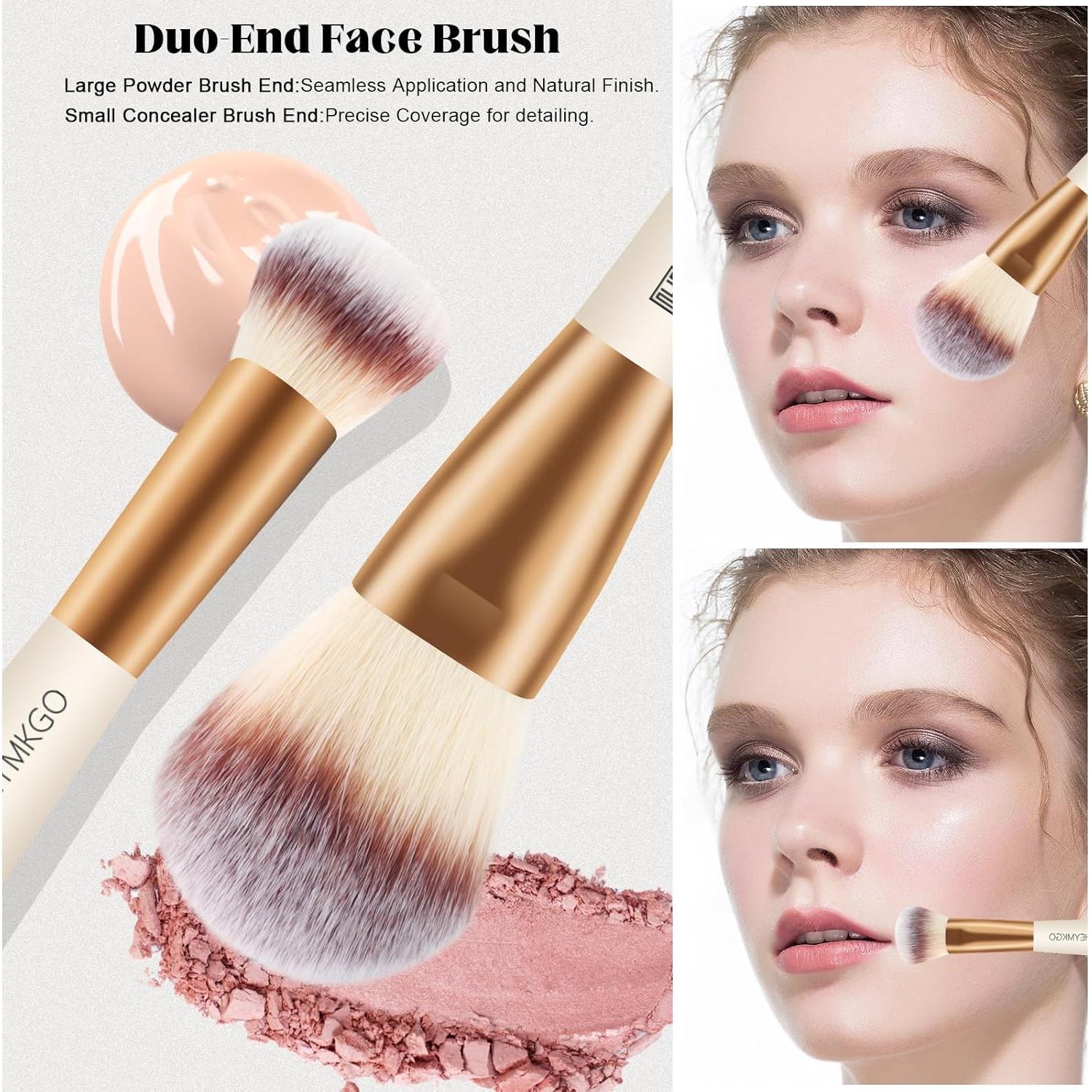 Set de Brochas de Maquillaje HEYMKGO 4 PZS Doble Cara Albaricoque