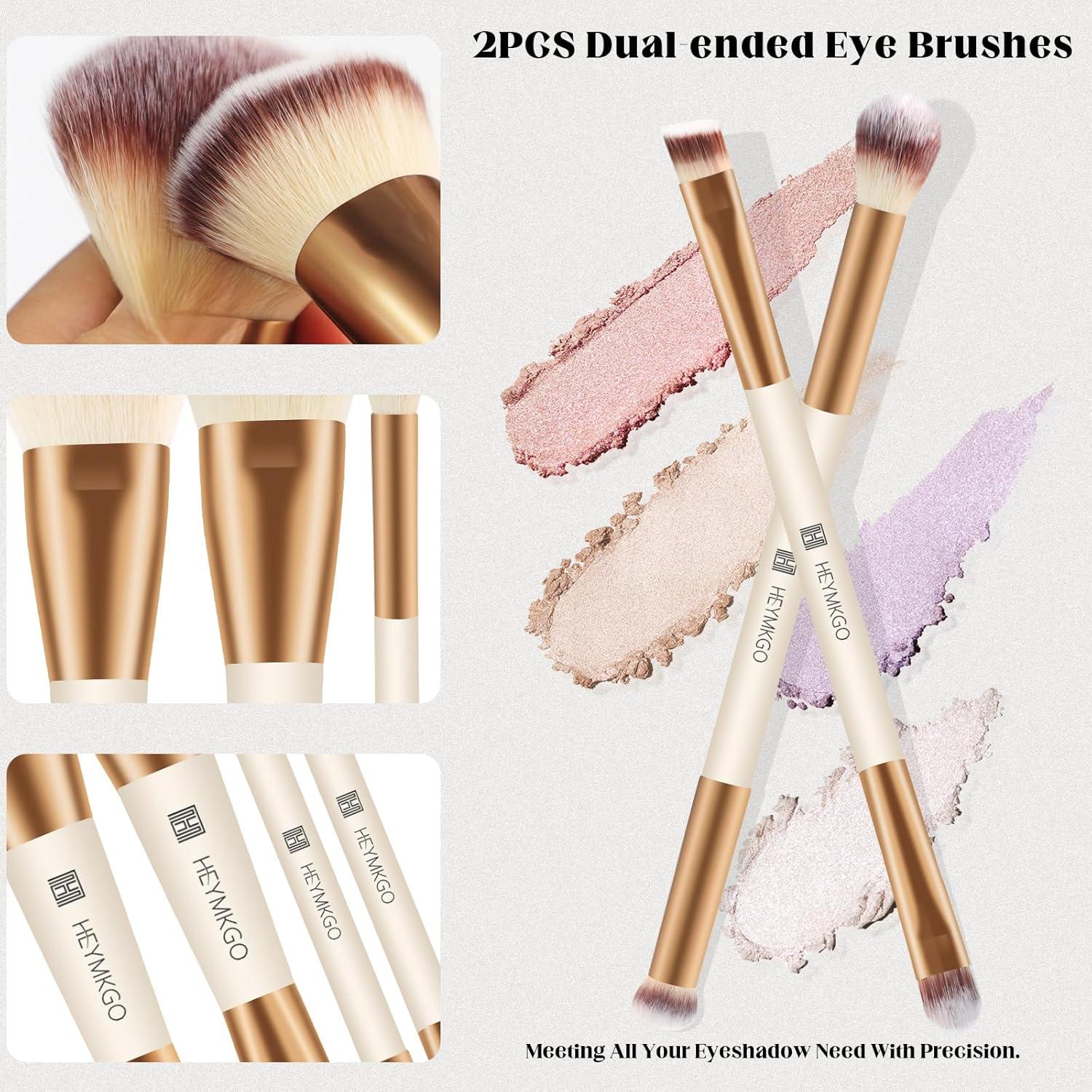 Set de Brochas de Maquillaje HEYMKGO 4 PZS Doble Cara Albaricoque