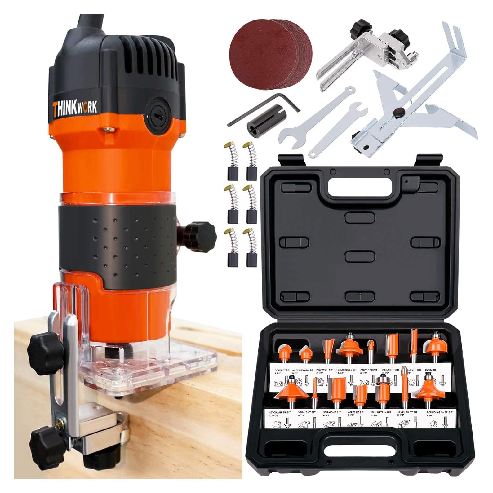 Router Compacto THINKWORK 800W 1.25HP con 15 Brocas