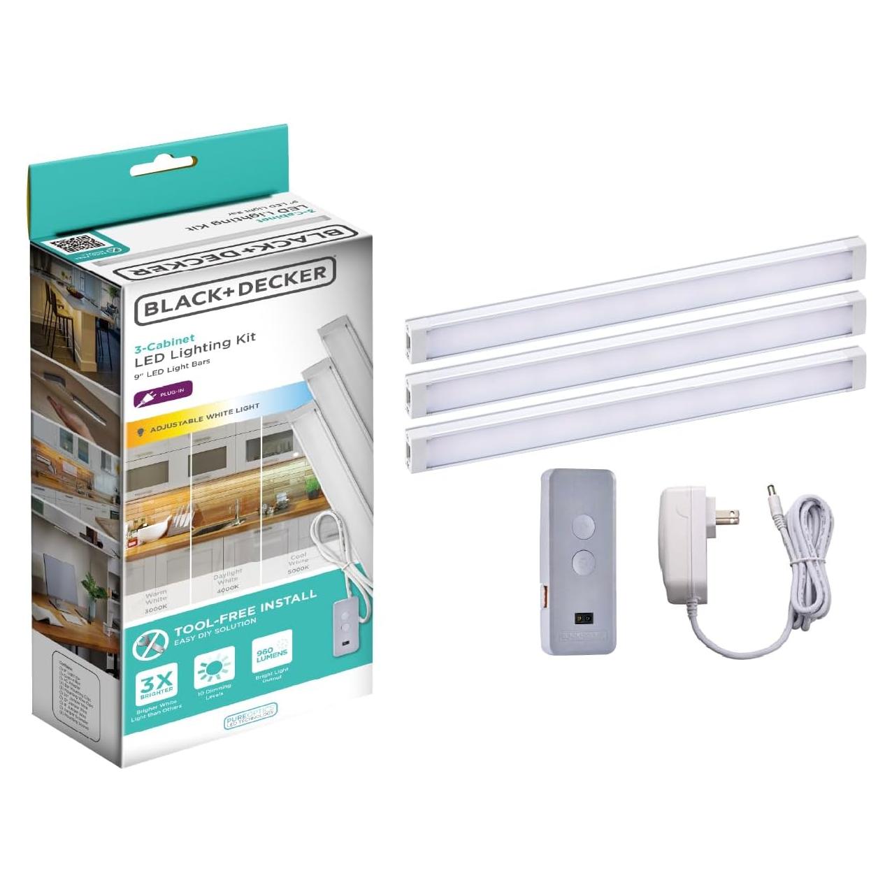 Kit de Luz LED Bajo Mueble Black+Decker 3 Barras 22,86 cm