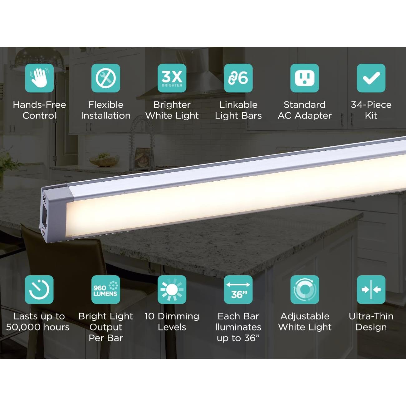 Kit de Luz LED Bajo Mueble Black+Decker 3 Barras 22,86 cm