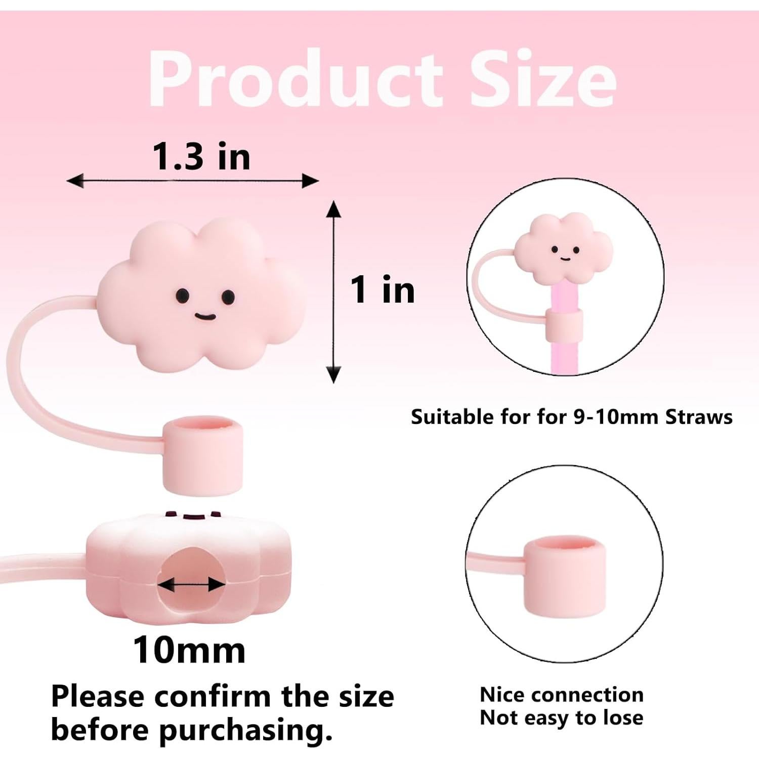 Cubiertas de Pajitas YAYAYOUNG 8 Pcs Silicona 10mm Taza Stanley