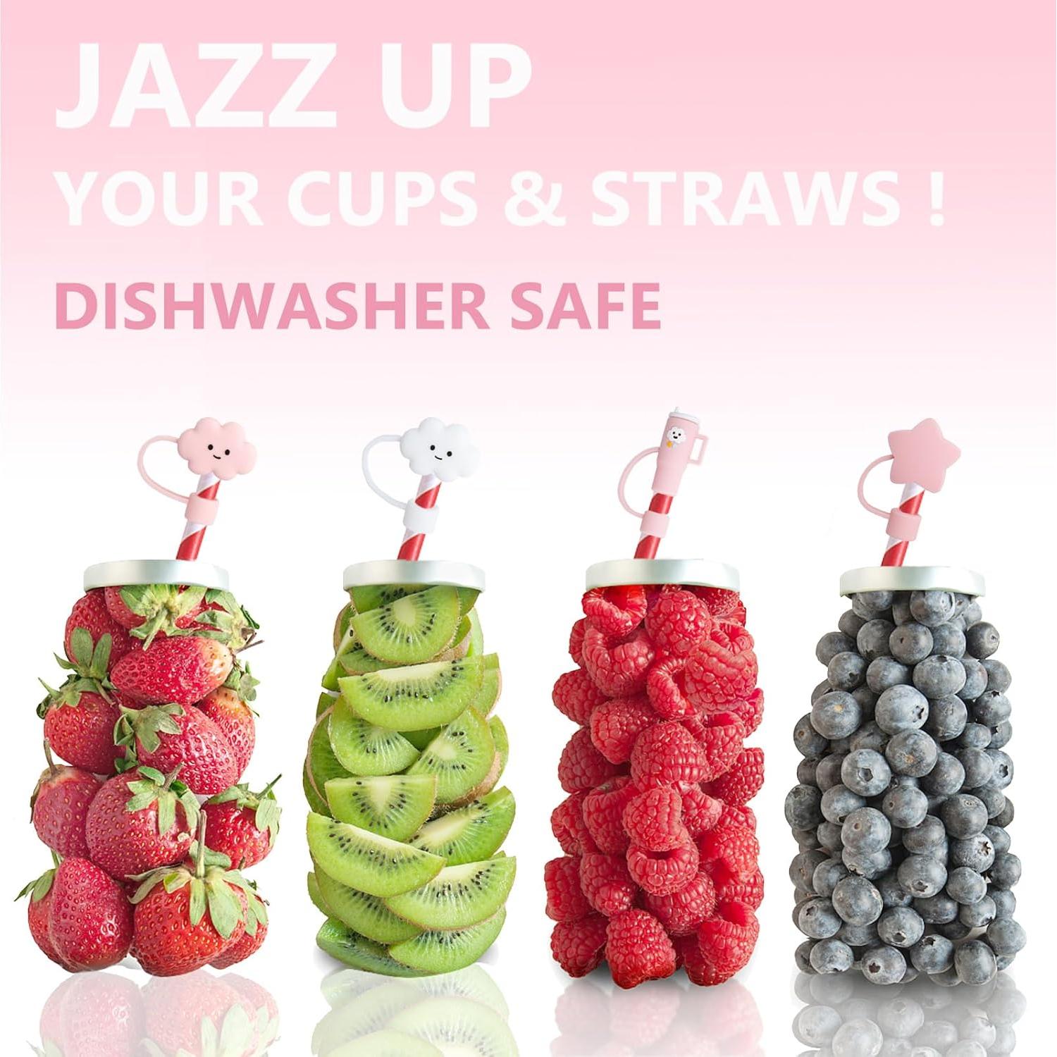 Cubiertas de Pajitas YAYAYOUNG 8 Pcs Silicona 10mm Taza Stanley