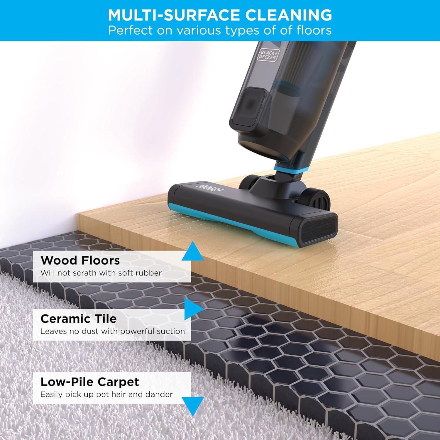 BLACK+DECKER Powerseries Lite Corded 3 in 1 Stick Vacuum, Upright to Hand-Vac Multi Surface, HEPA Filtration, Powerful 12k Pa, Ideal for Hard Floor, Low Carpet, Pet Hair Home & Office use, Black