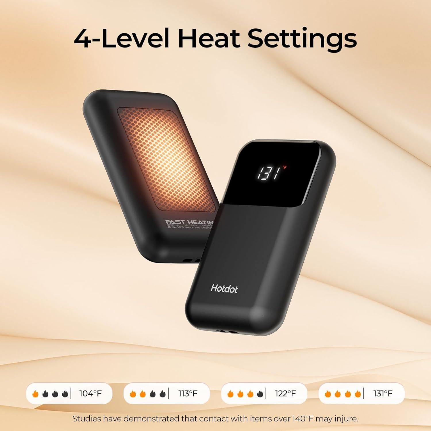 Calentadores de Manos Hotdot Recargables 2-Pack Negro