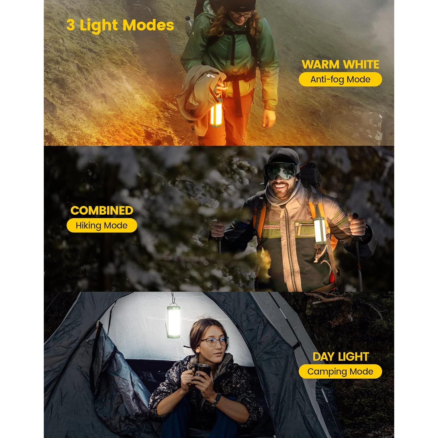 Linterna de Camping Glocusent 5000mAh 1200LM IP68 Verde